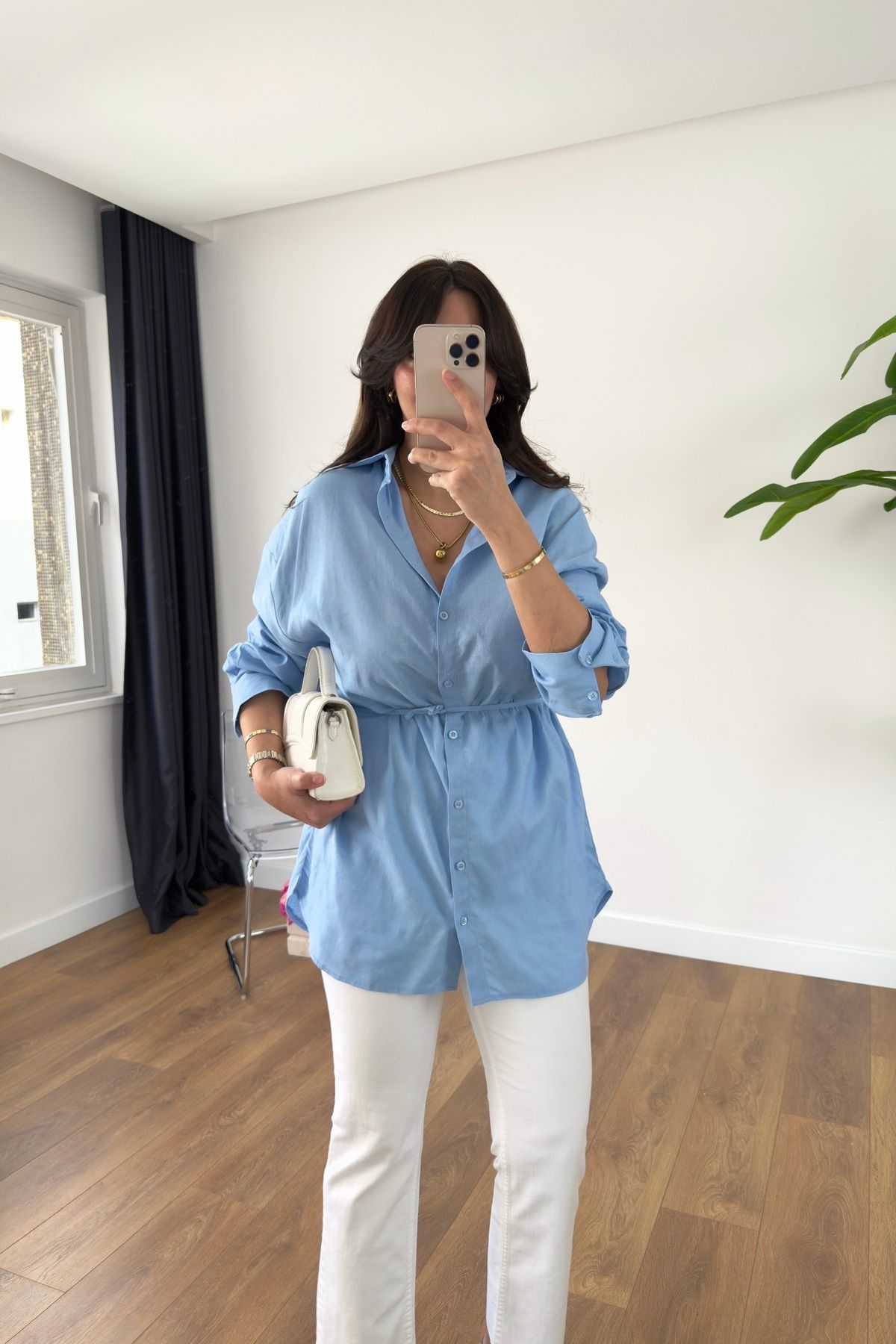 BİRCANÇİL MD Kai Bebe Mavi Beli Bağlamalı Gömlek