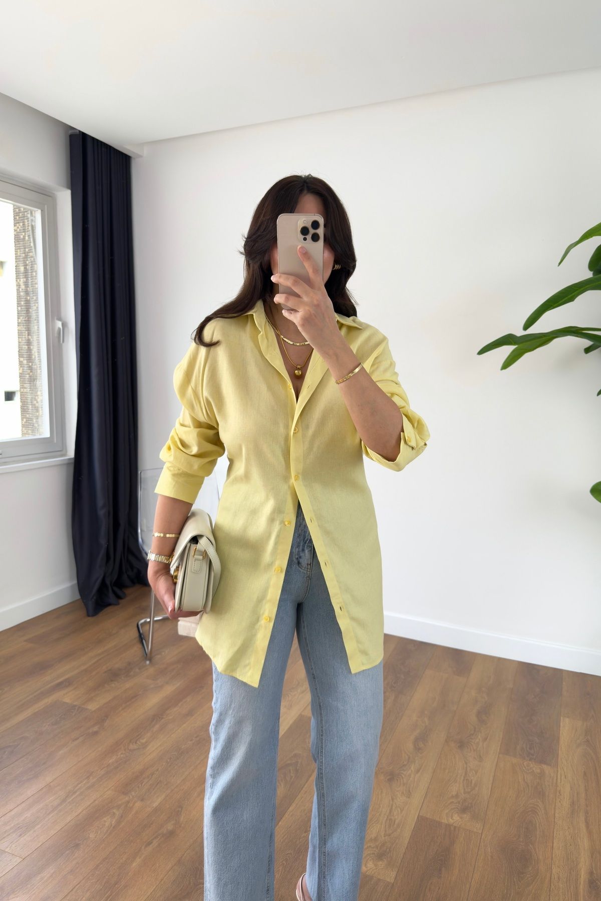 BİRCANÇİL MD Kai Sarı Beli Bağlamalı Gömlek