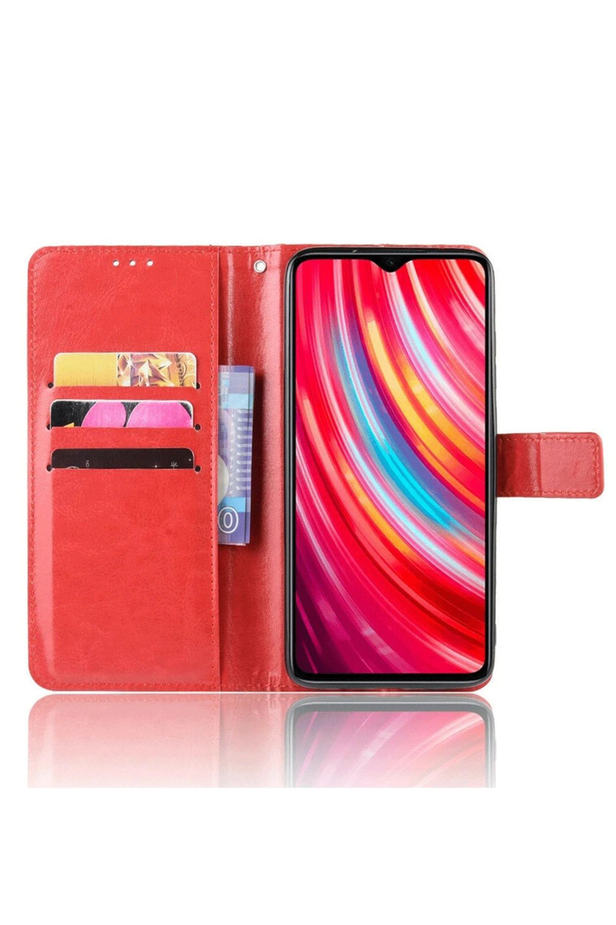 NewFace Xiaomi Redmi Note 8 Pro Kılıf Trend S Plus Kapaklı Kılıf - Kırmızı MRAYD