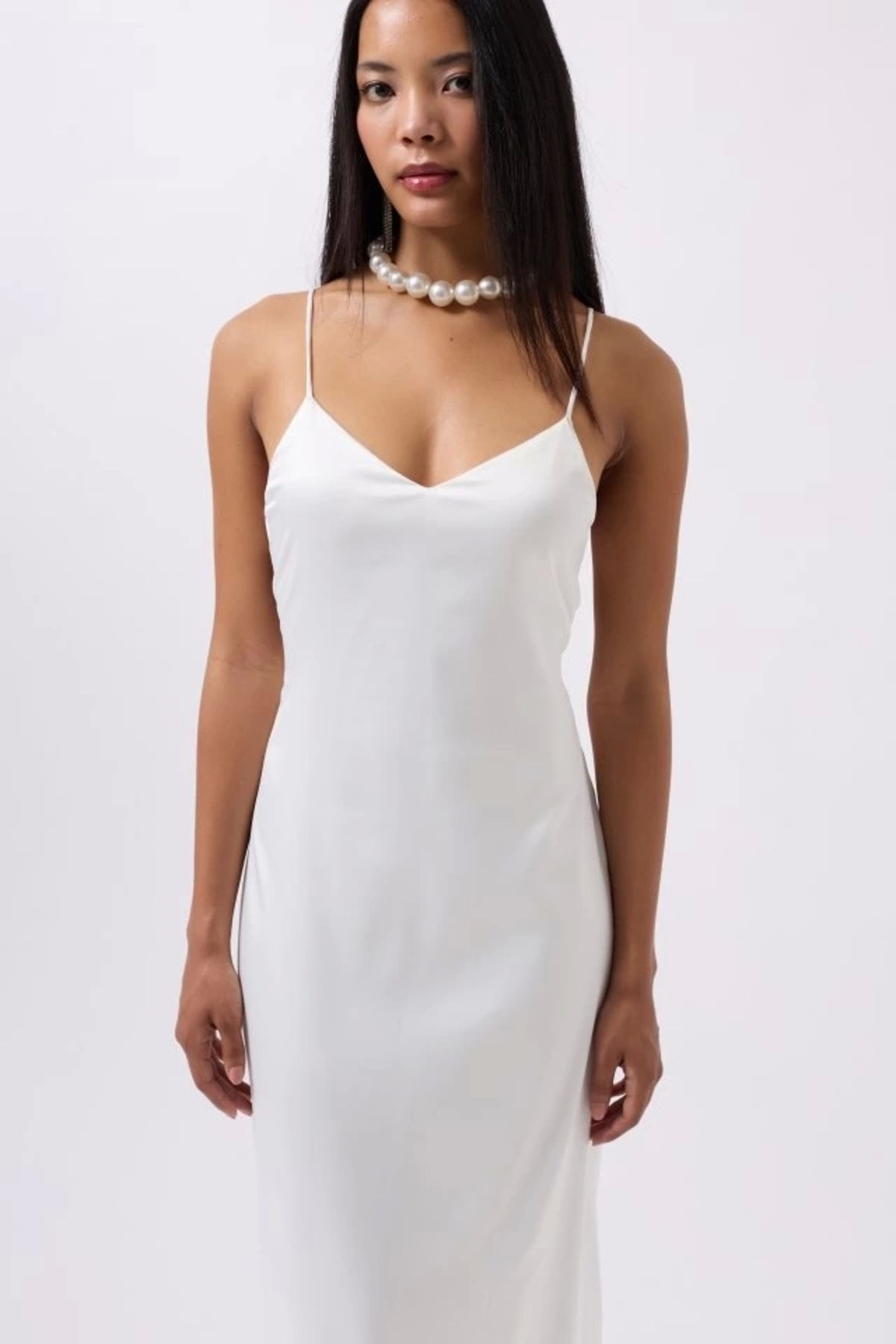 Butik Saten İnce Asklı Elbise
