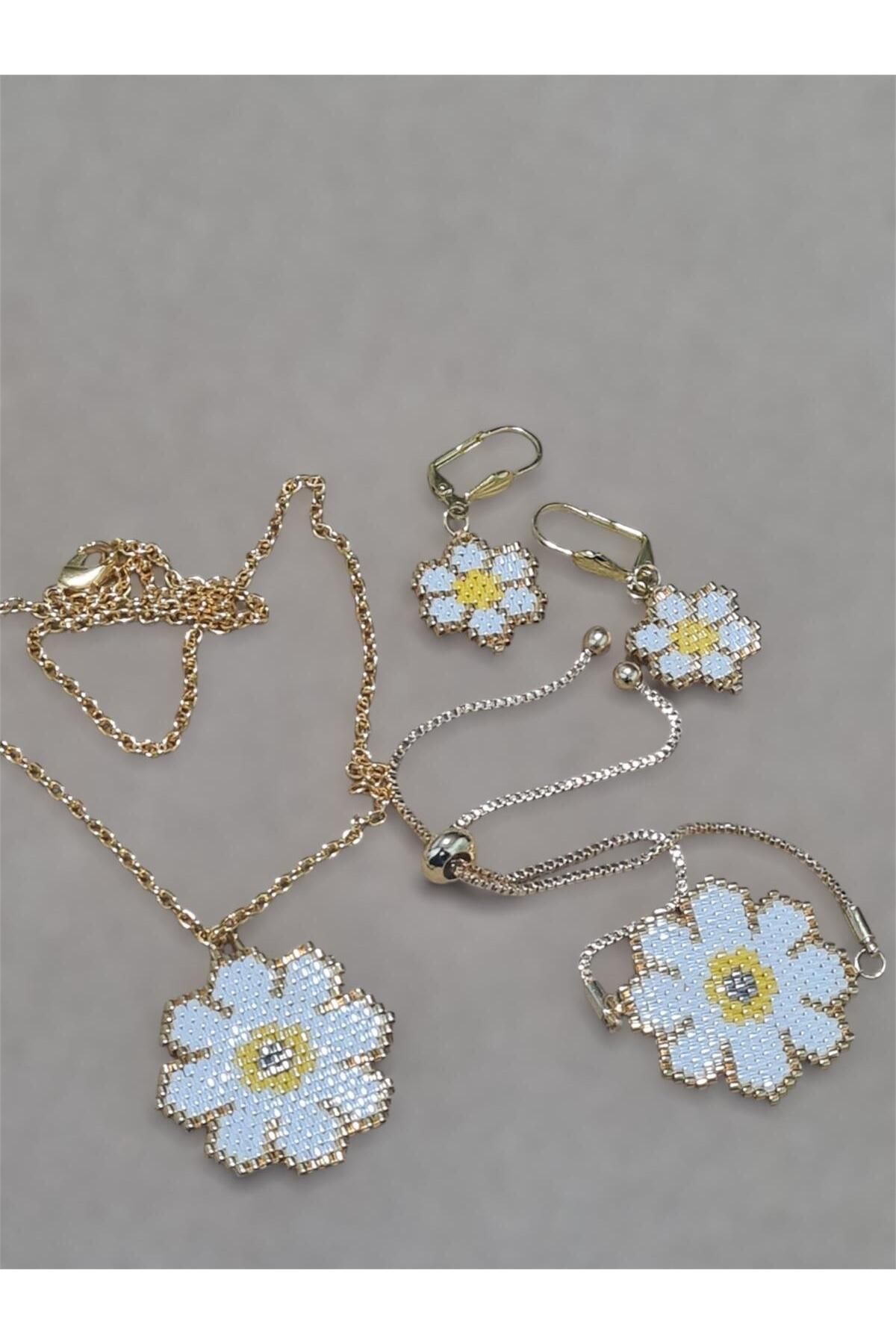 Butik Papatya takı seti (delica boncuk) El Emeği Ürün
