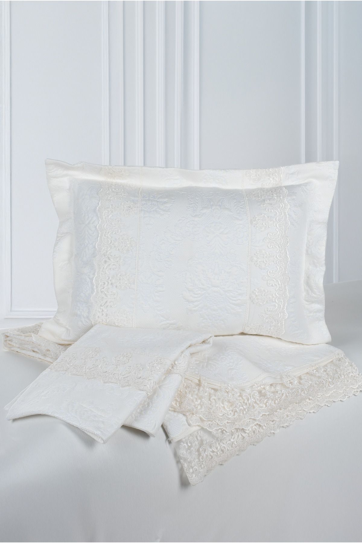 GAMA HOME-Jacquard Lace and Fringe Double Bedspread / with Special Design Bag / Different Patterns 4