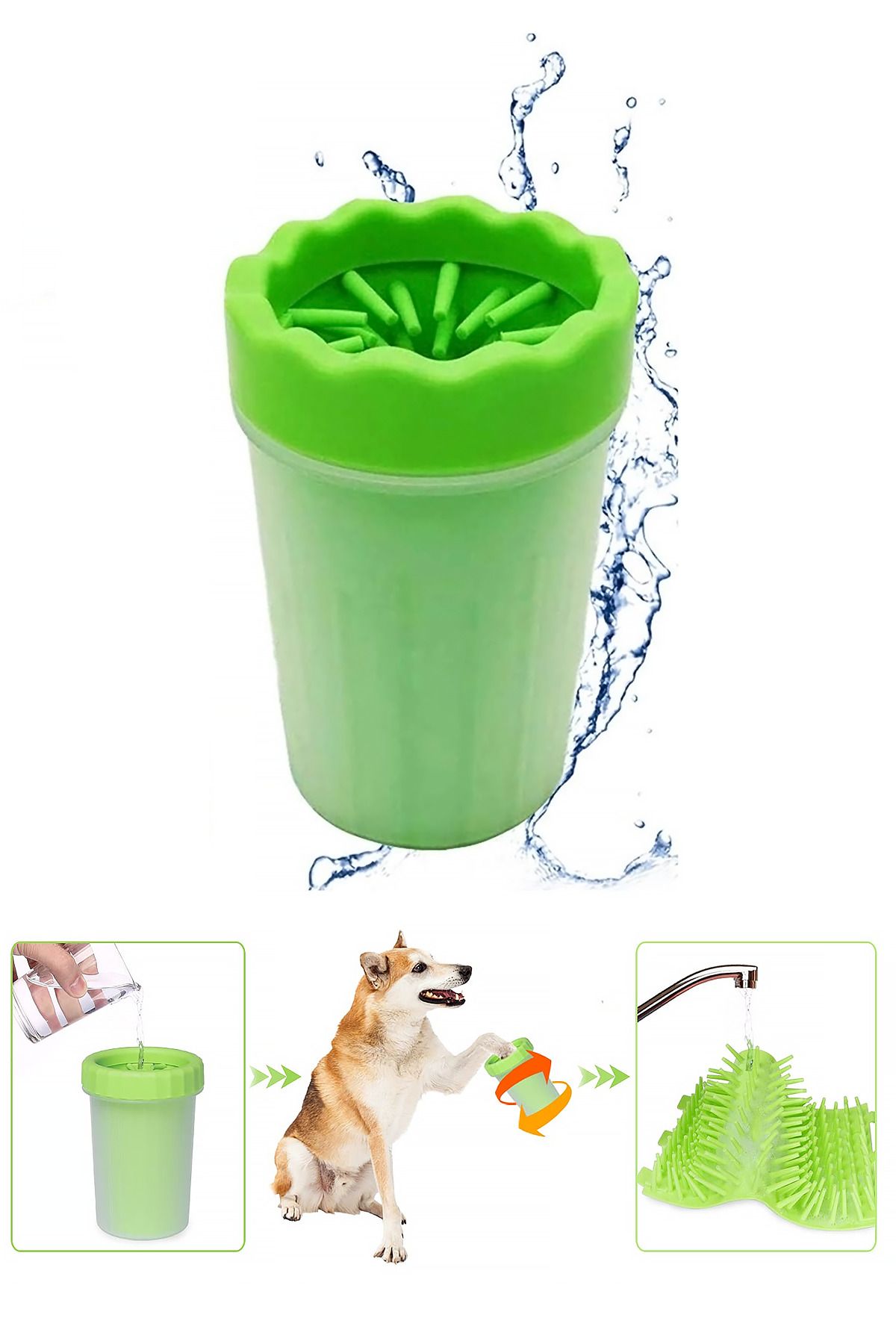 Soillium Silikon Evcil Hayvan Ayak Temizleyici Kedi Köpek Ayak Temizleme Kovası Bardak Şeklinde Pratik Kap