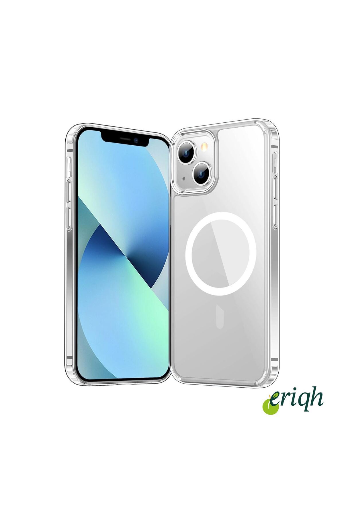 eriqh Apple iPhone 14 plus Uyumlu Kılıf Magsafe Kablosuz Şarj Destekli Sert Şeffaf Kapak