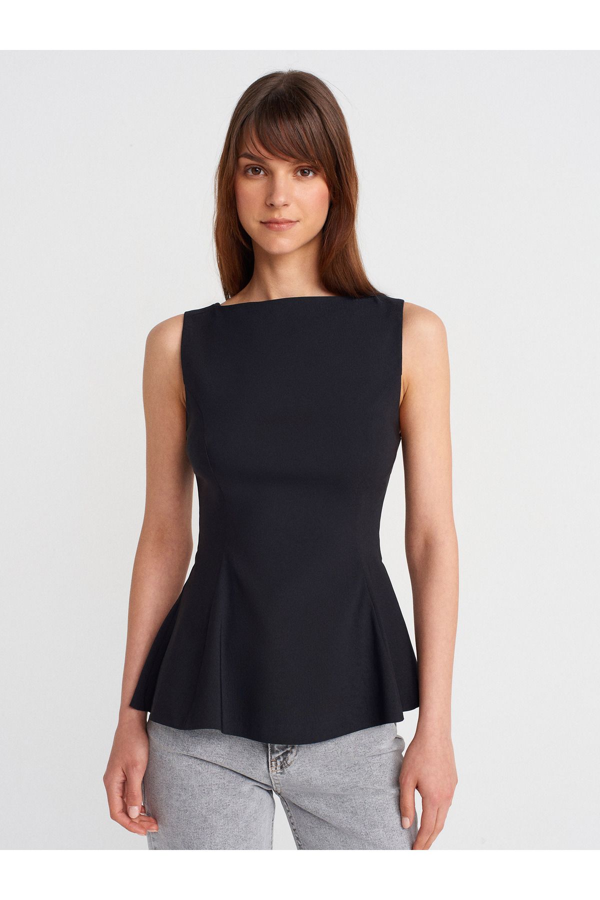 Dilvin 50281 Peplum Top-Siyah