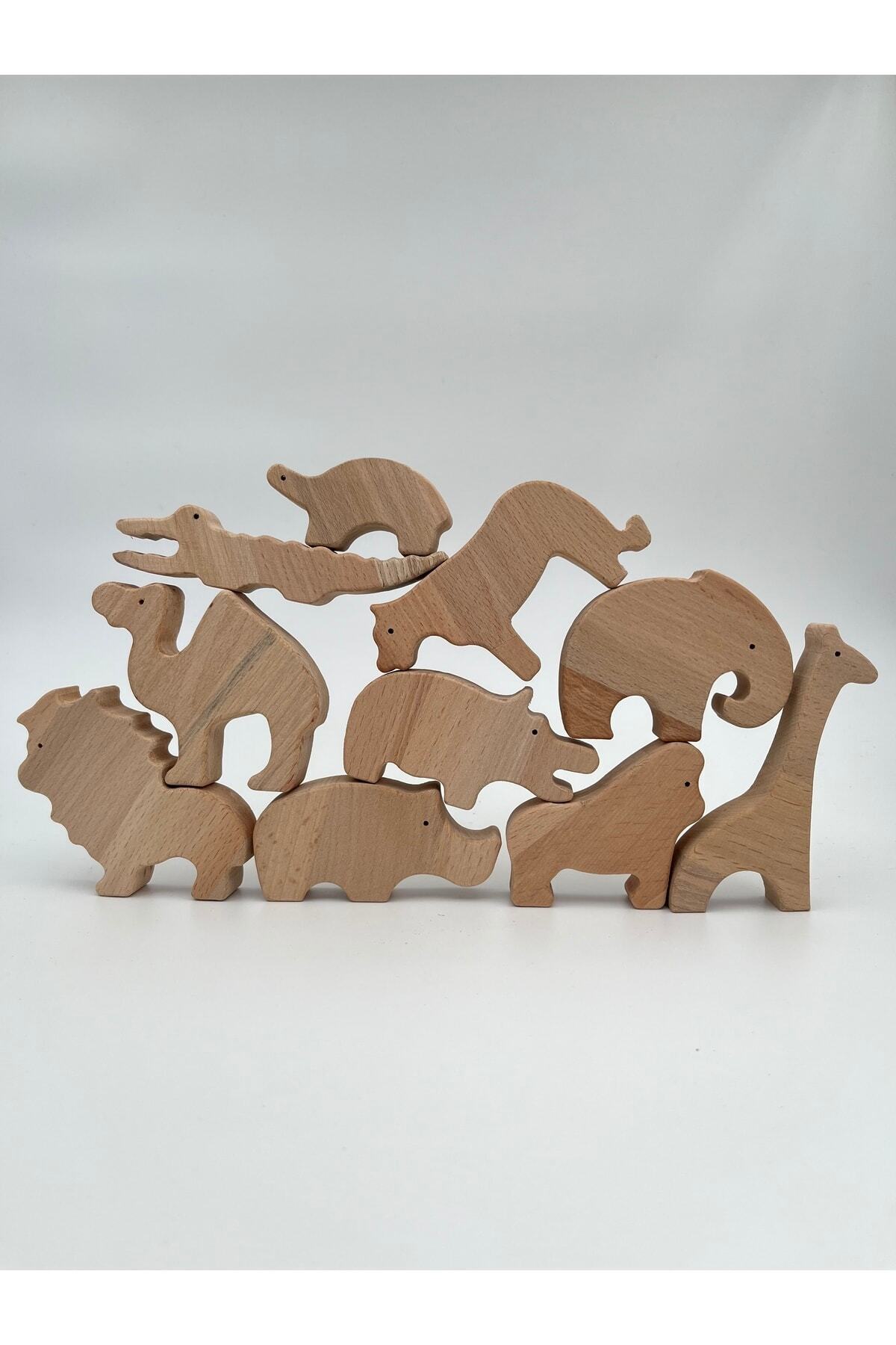 zoziva Doğal Ahşap Hayvanat Bahçesi Seti, Organik Ahşap Oyuncak, 10 Parça Ahşap Hayvan Seti fotoğrafı 3 (önizleme)