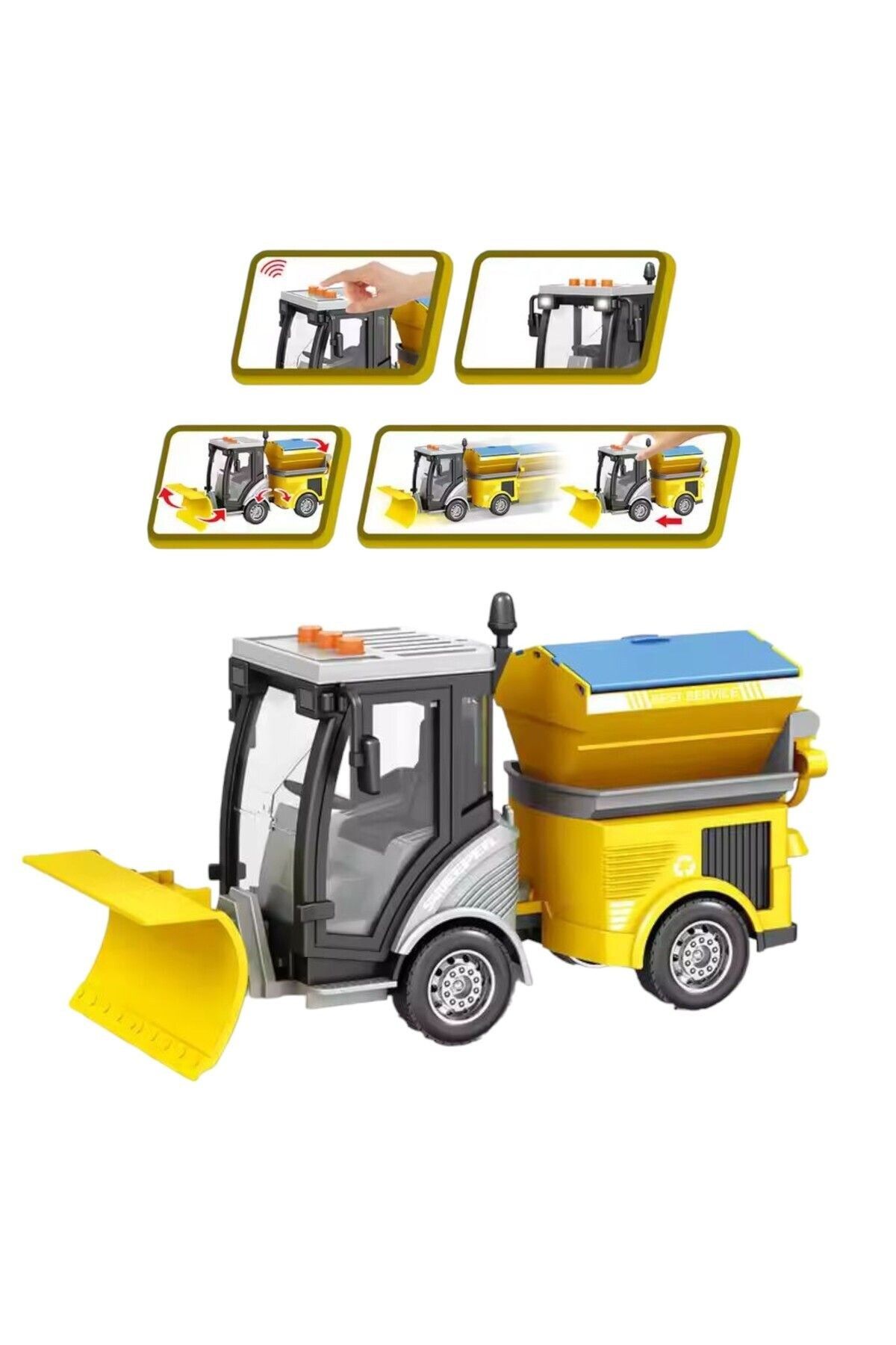 Pasifik Toys Pilli Sürtmeli Sesli Işıklı Yol Temizlik Aracı 20 cm - Kar Temizleme Aracı