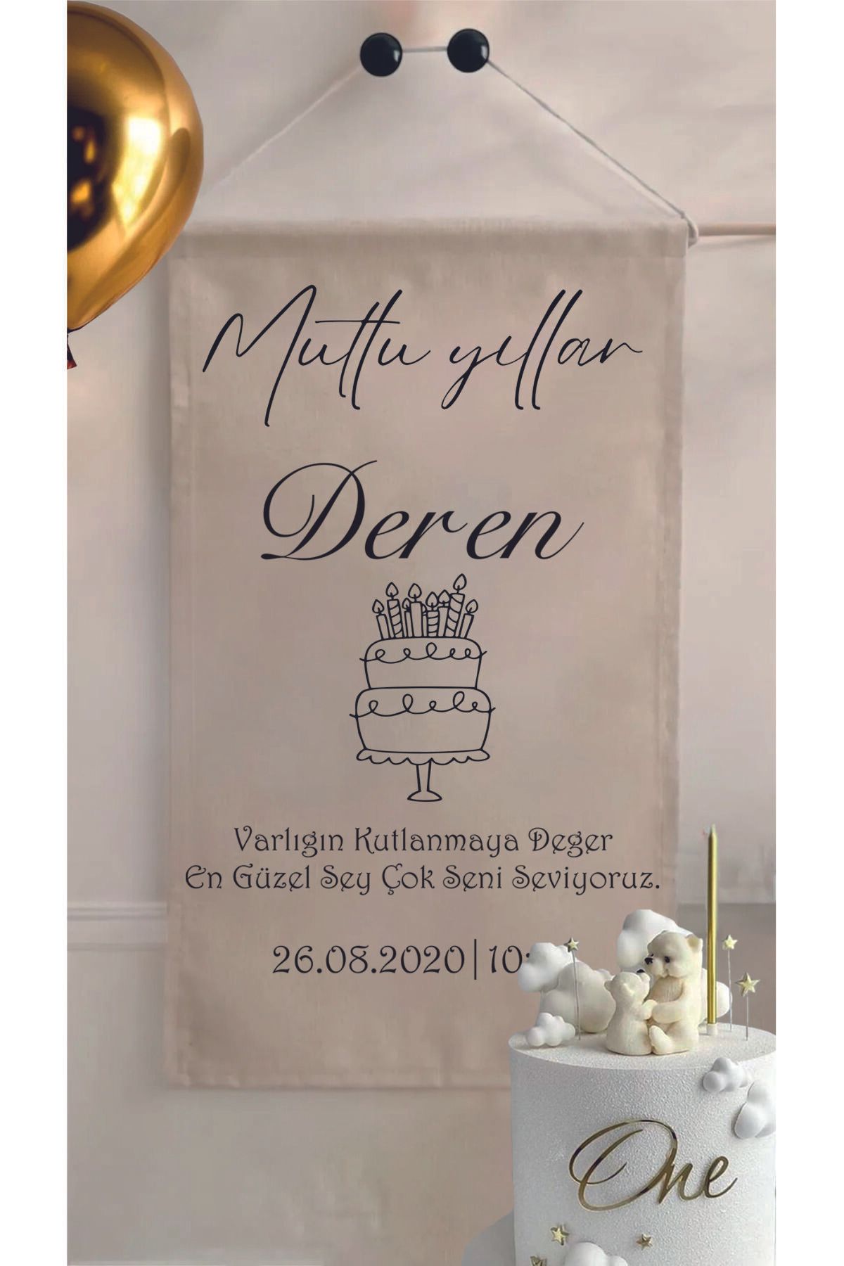 Baskı Madeni CANVAS KUMAŞ 70X100 CM DOĞUM GÜNÜ FLAMASI -İSME ÖZEL KİŞİSELLEŞTİRİLEBİLİR DOĞUM GÜNÜ AFİŞİ-PANKARTI