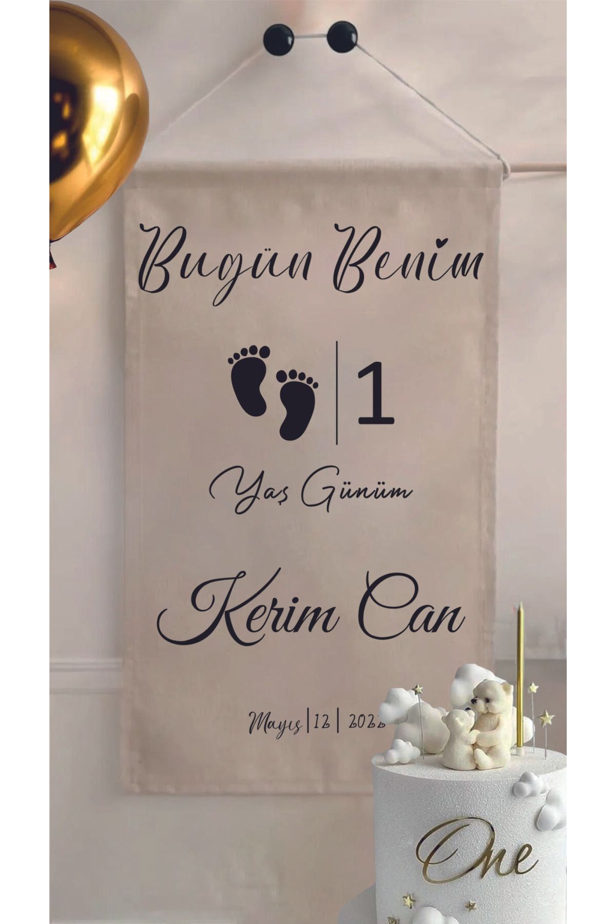 Baskı Madeni CANVAS KUMAŞ 70X100 CM DOĞUM GÜNÜ FLAMASI -İSME ÖZEL KİŞİSELLEŞTİRİLEBİLİR DOĞUM GÜNÜ AFİŞİ-PANKARTI
