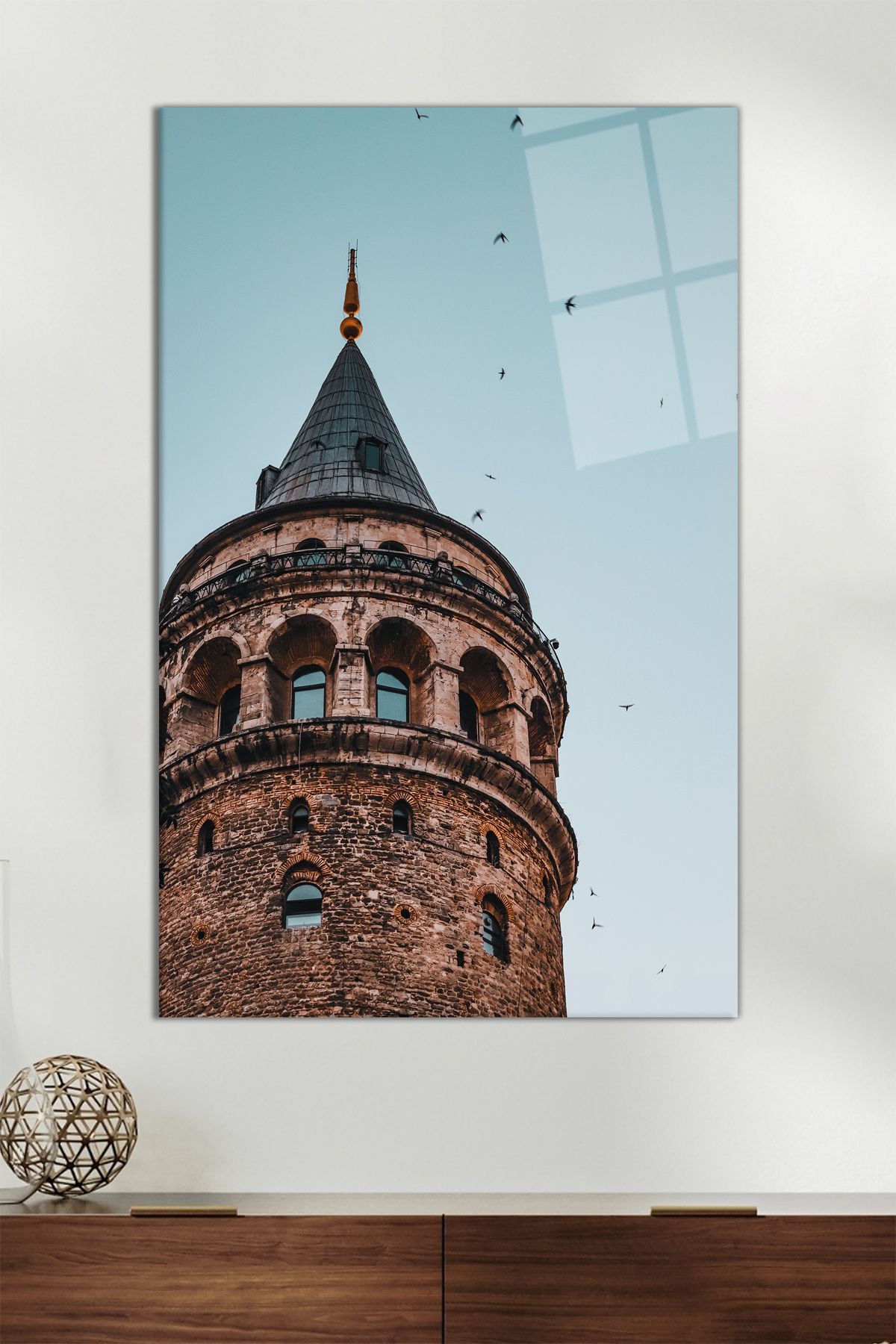Vosevu İstanbul Galata Kulesi Dikey Cam Tablo, Modern Ev Dekoru, Hediyelik Duvar Dekorasyonu, Kırılmaz Cam