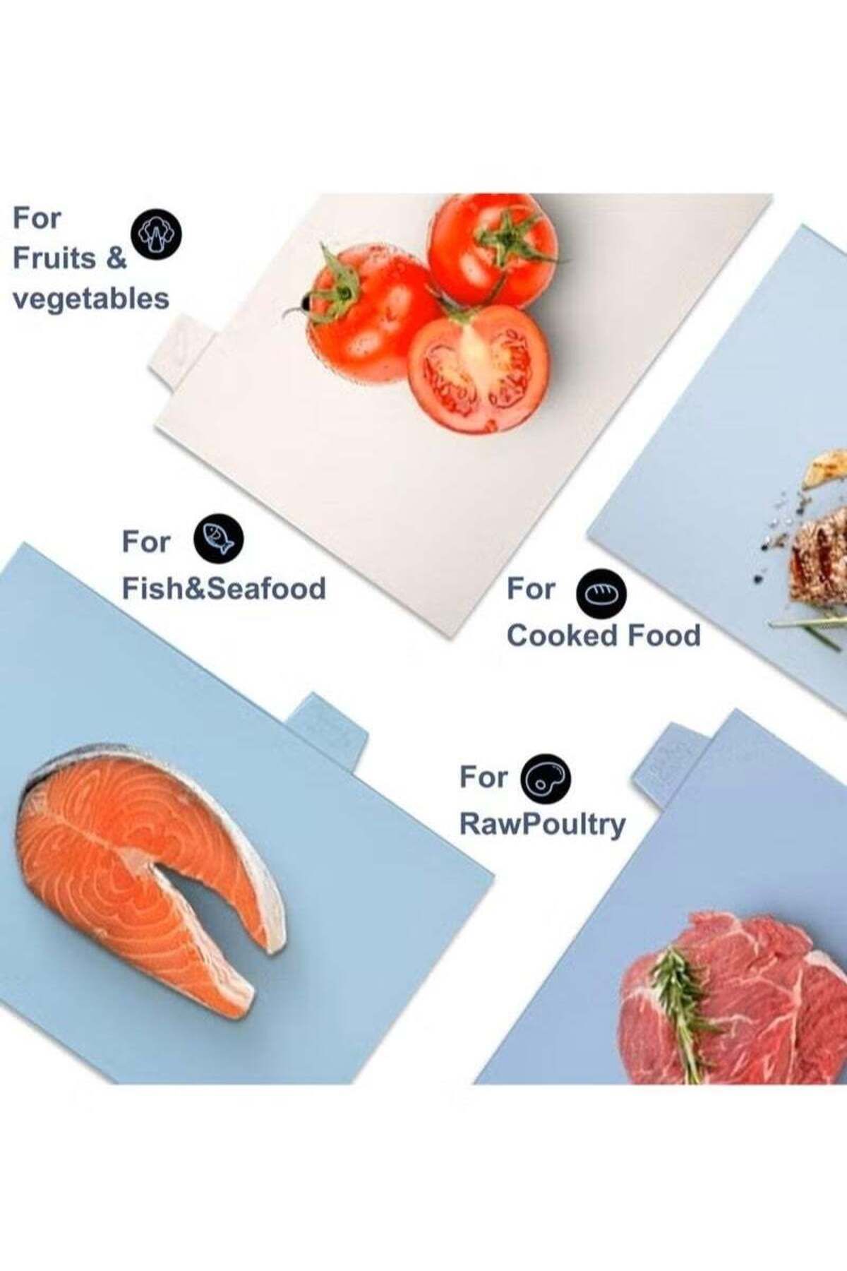 COOYA-4 PCS Cutting Board,with Holder and Index Color Coded,Preventing Cross Contamination 7