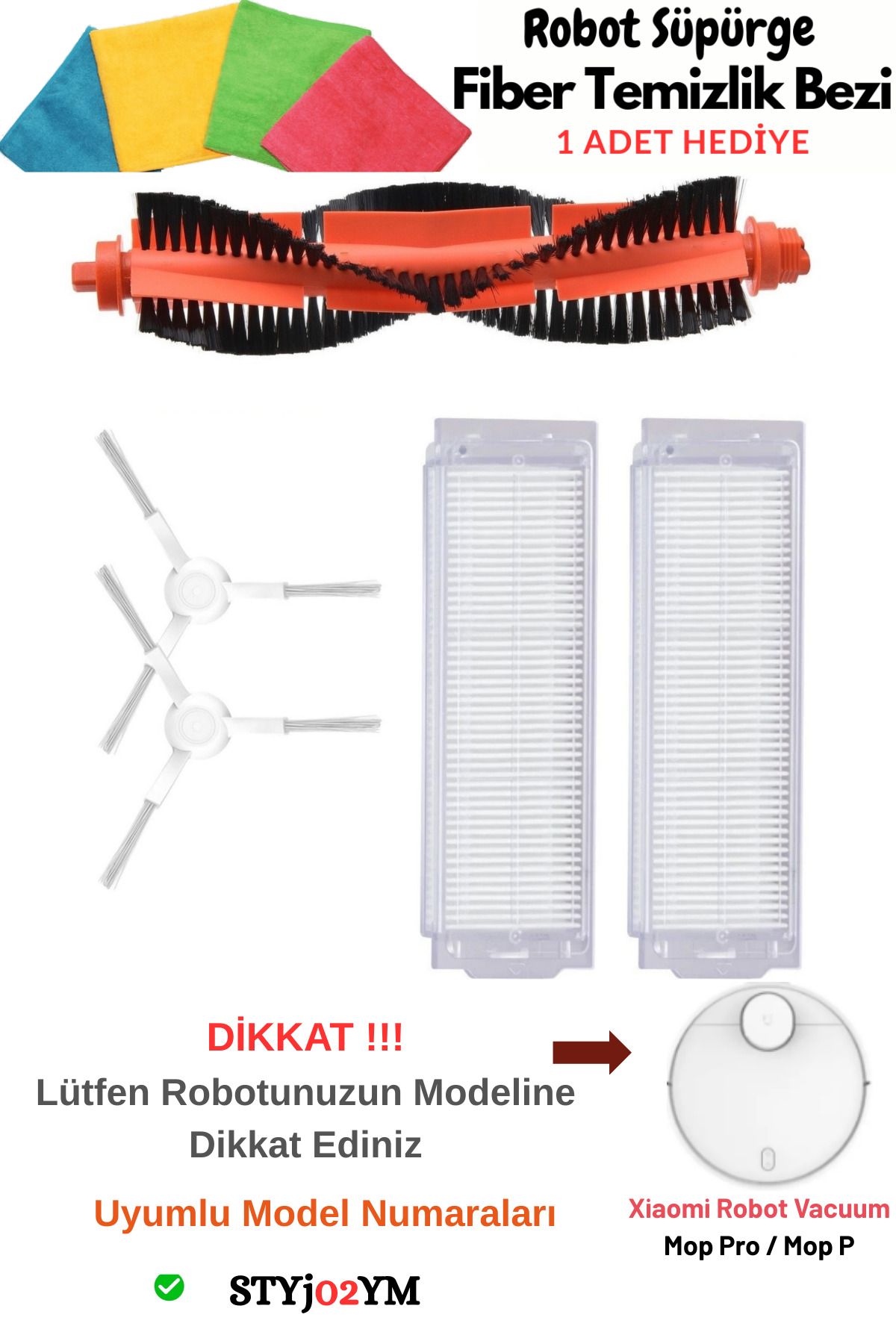 Xiaomi Mi Robot Vacuum Mop Pro-Vacuum Mop P (Model:STYTJO2YM-Uyumlu) Hepa Filtre,Fırça Yenileme Seti