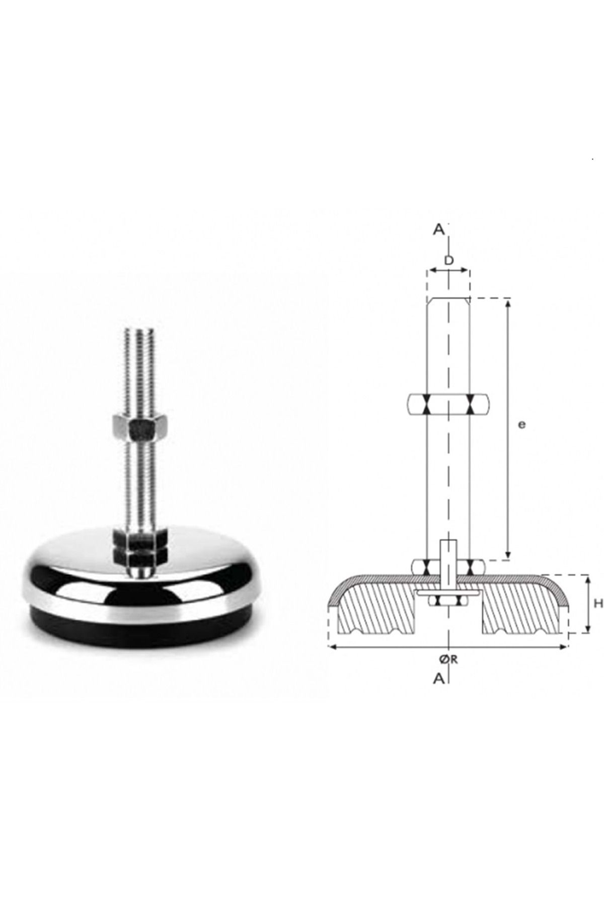 İthal SL120 M16X100 KAUÇUK TABANLI KROM MAKİNE AYAĞI