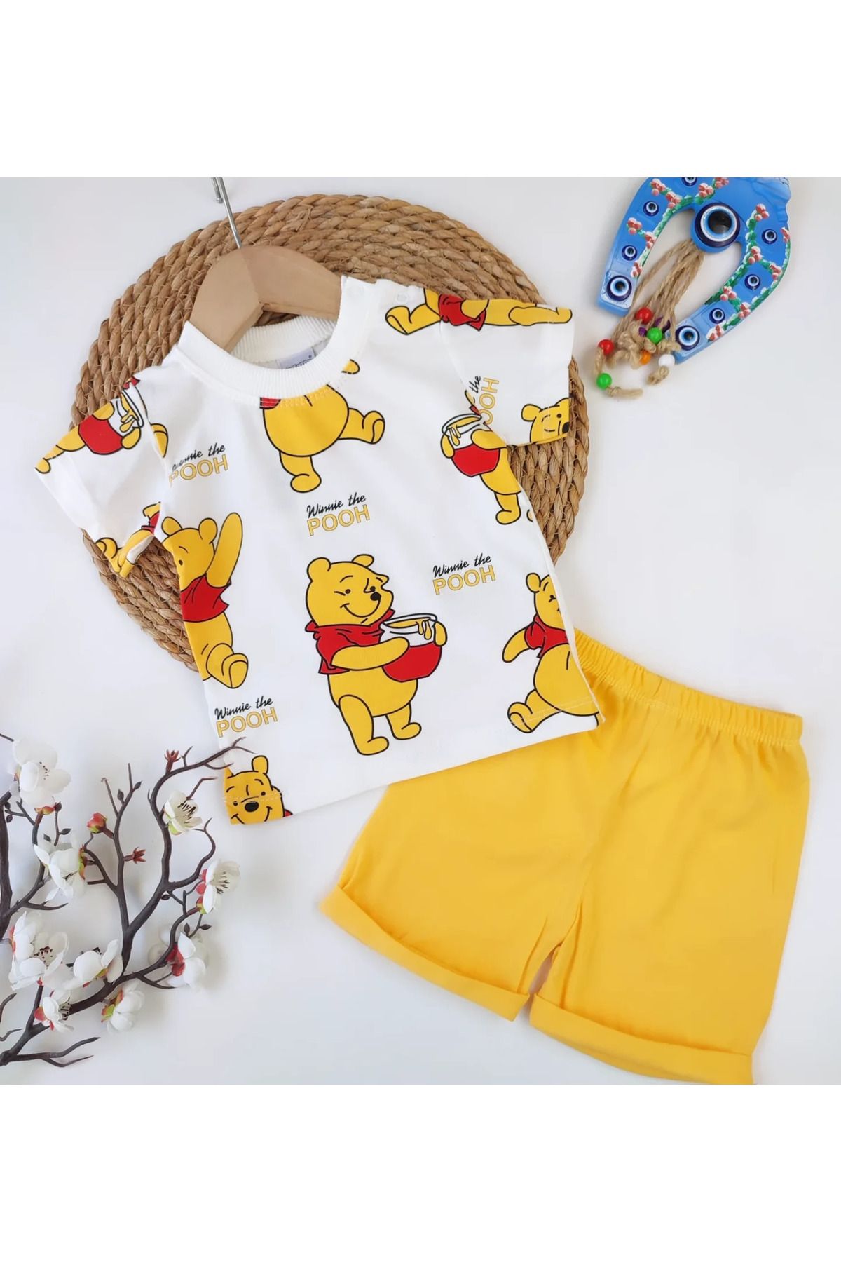 BEBENNA Bebek 9-18 Ay Winnie The Poh Baskılı Kısa Kol Thsrt lü 2li Takımı