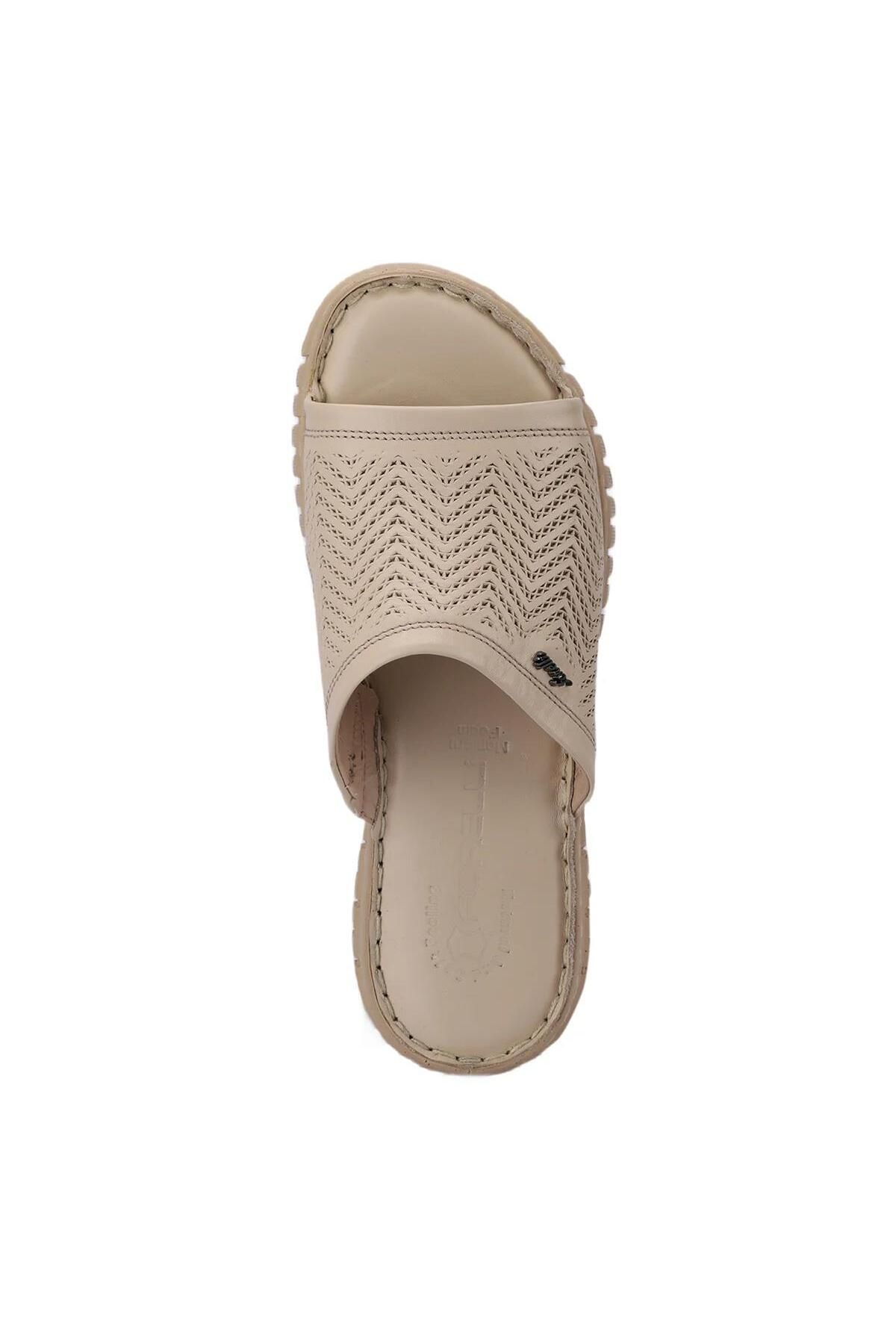 Forelli-Sofia 38505-g Beige Women's Leather Comfort Slippers 3