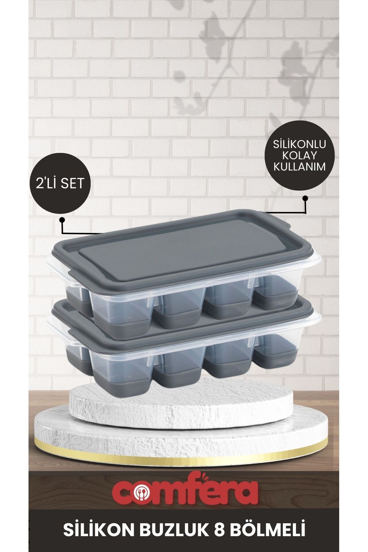 BAGER MARKET-2-Piece Mini Silicone Ice Mold - 8 Compartment Ice Cube Container - Easy to Use 2