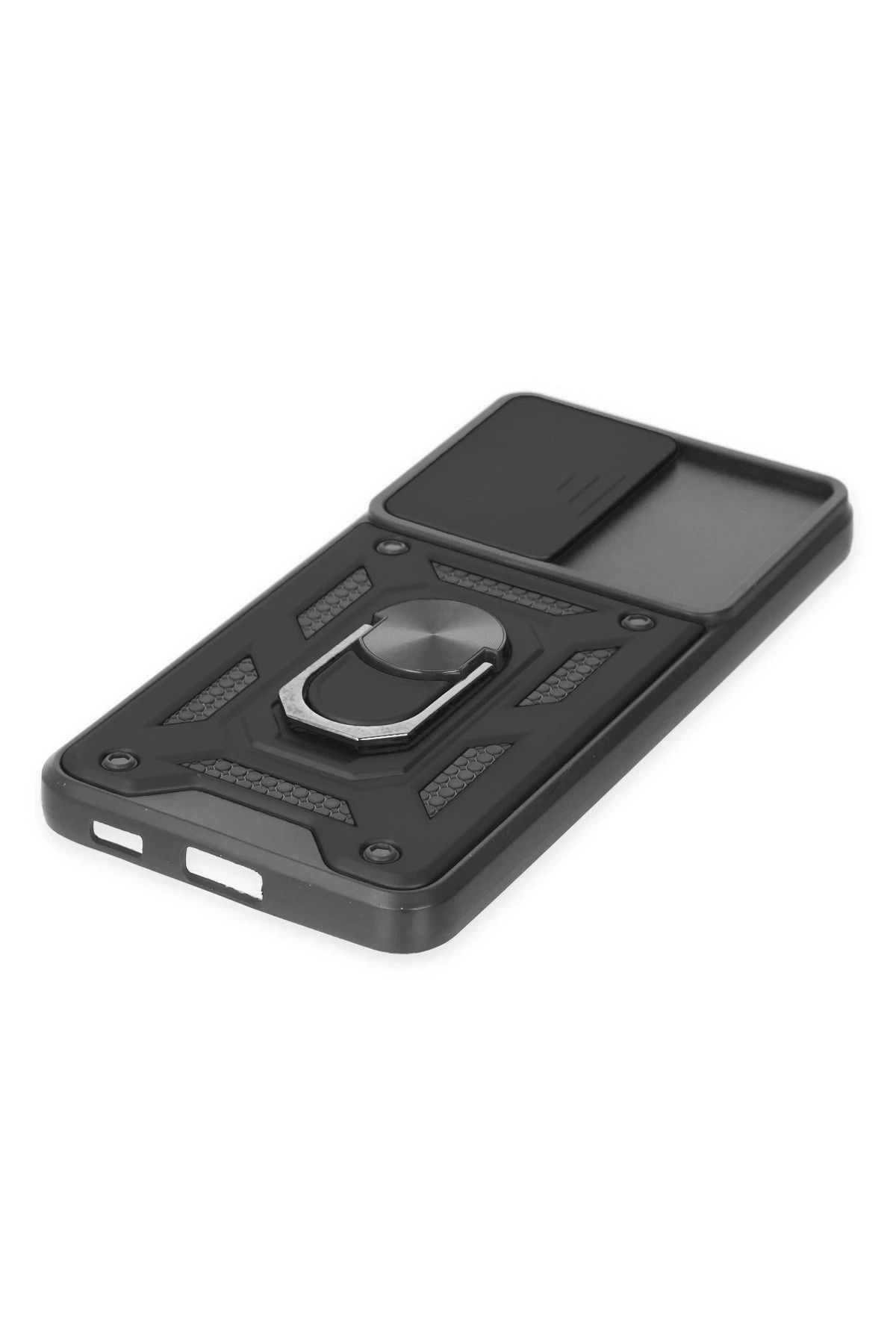 NewFace Samsung Galaxy S21 FE Kılıf Pars Lens Yüzüklü Silikon - Siyah MRAYD