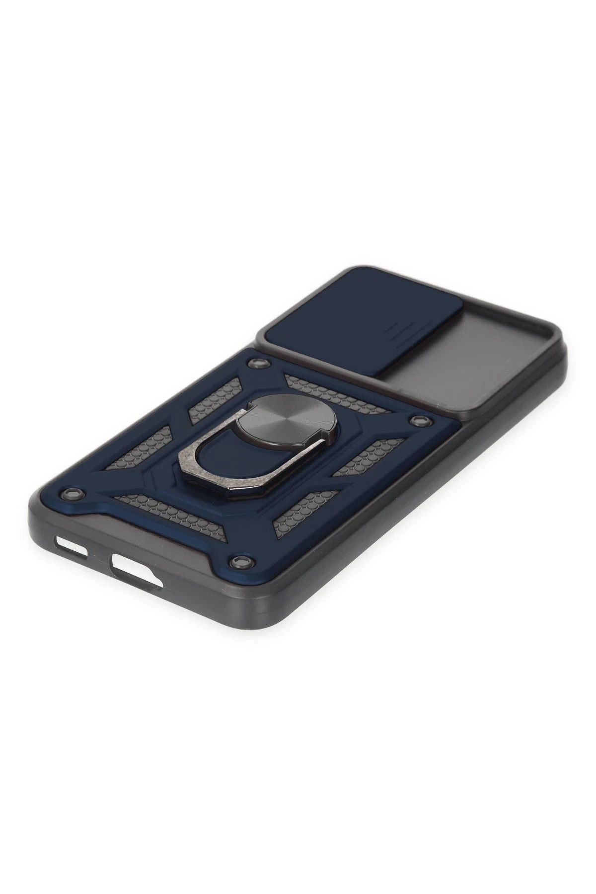 NewFace Samsung Galaxy S22 Kılıf Pars Lens Yüzüklü Silikon - Lacivert MRAYD