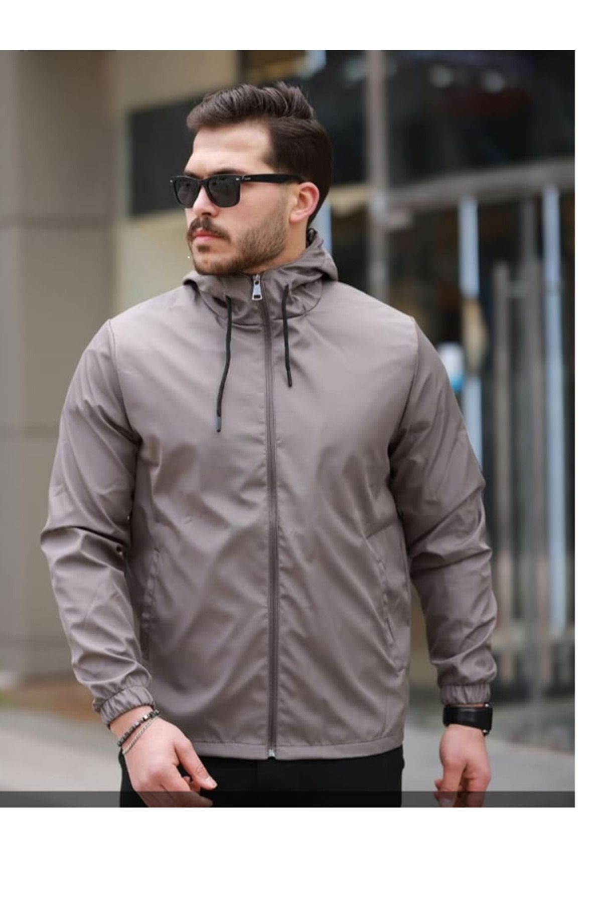 noirsecret unisex Içi Astarlı Su Geçirmez Rüzgara Dayanıklı Kapüşonlu Cepli Yağmurluk - Rüzgarlık