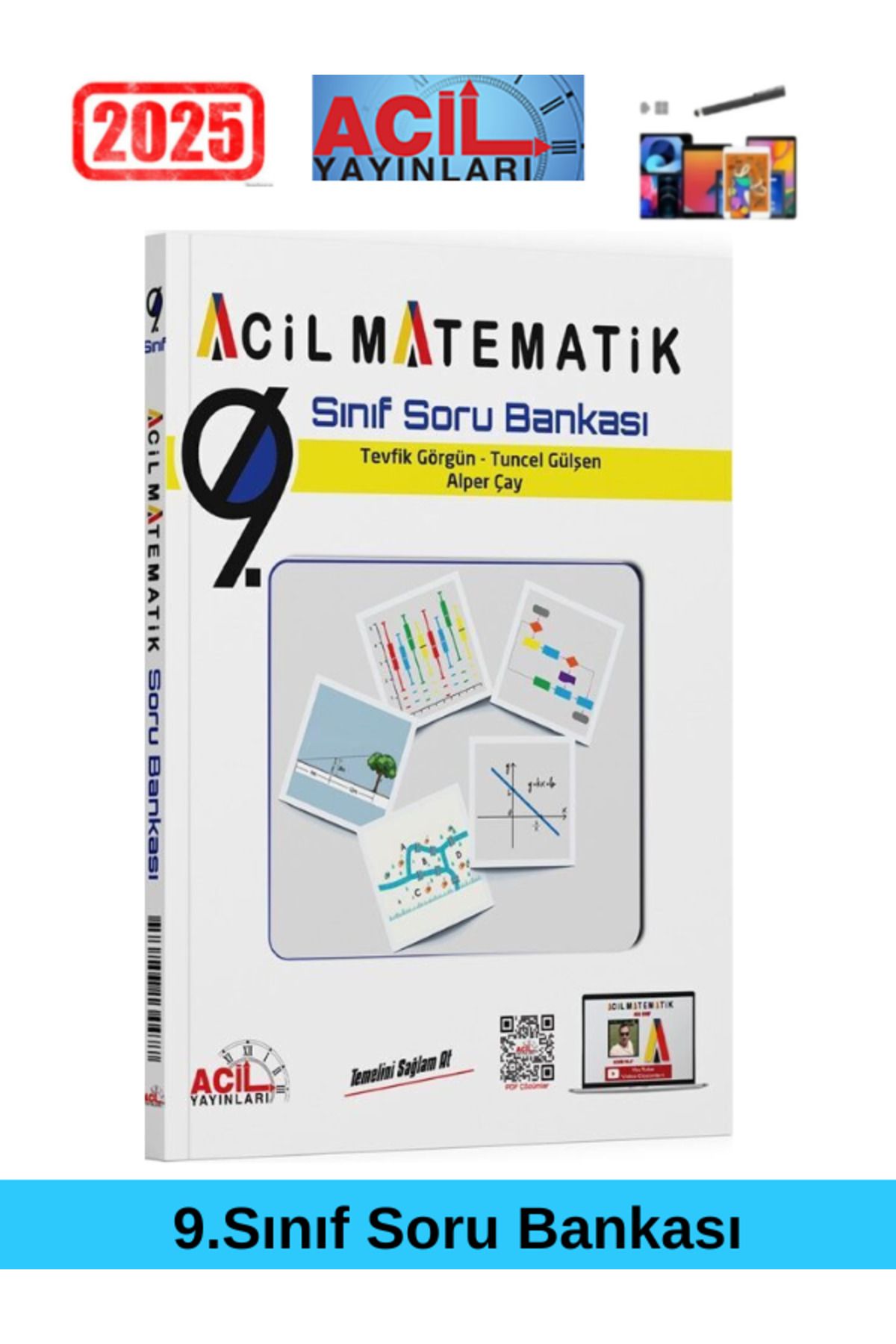 Acil Yayınları 9. Sınıf Acil Matematik Soru Bankası+Android Kalem