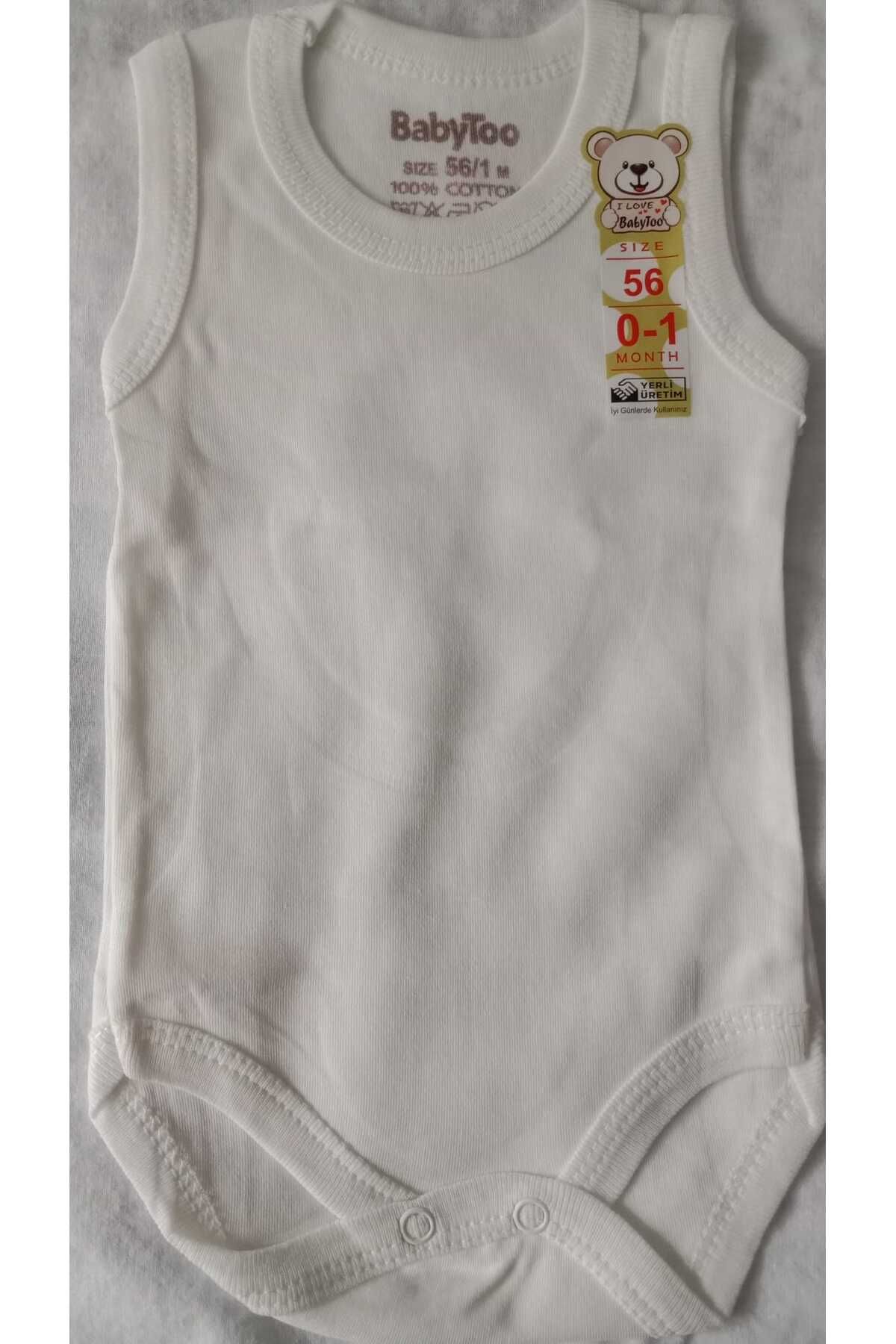 Cantaz babytoo organik %100 pamuk bisiklet yaka askılı çıtçıtlı bebek badi zıbın atlet 1-9 ay
