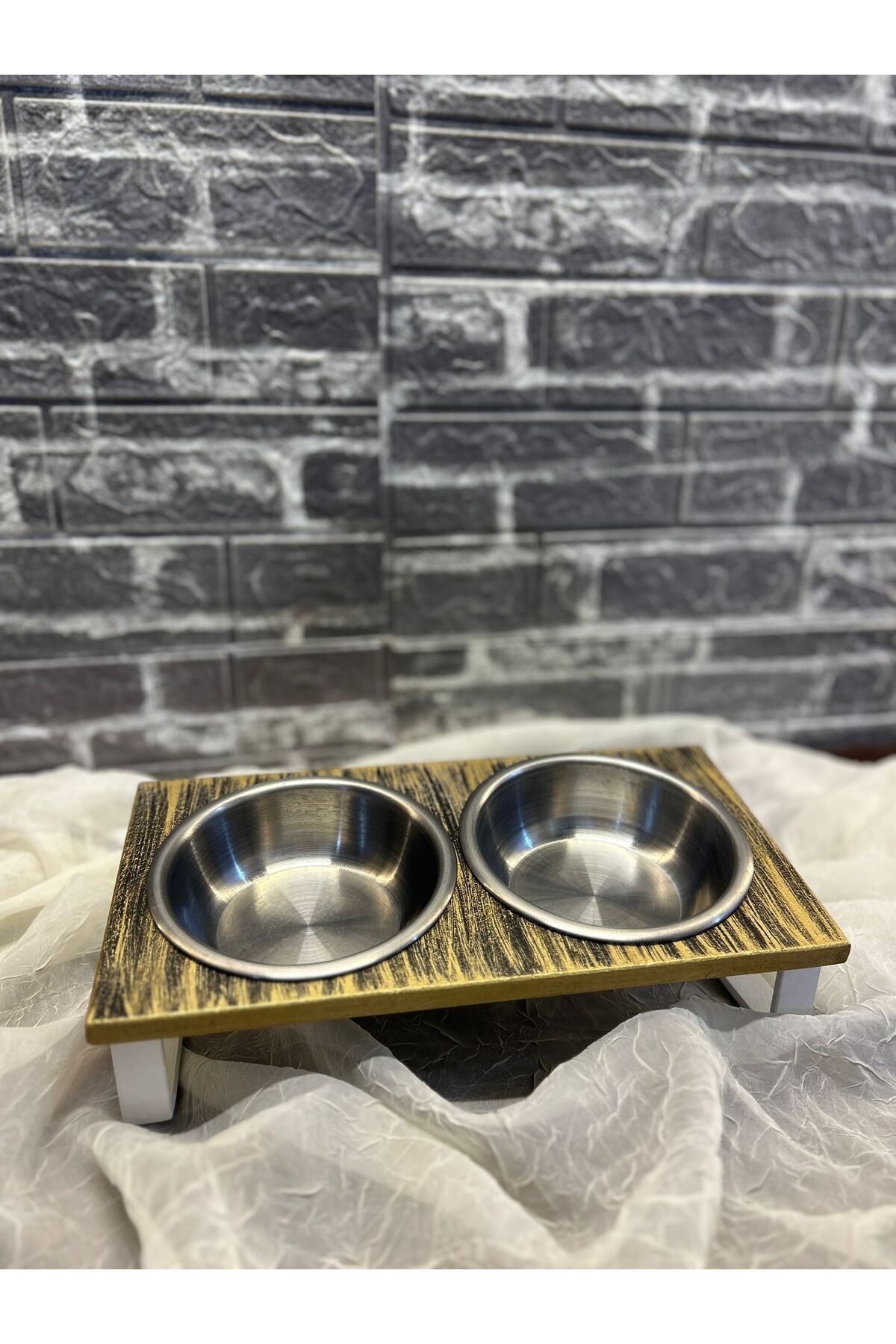 Puppy petshop Rustik Dokunuşlu Yükseltilmiş Mama ve Su Kabı