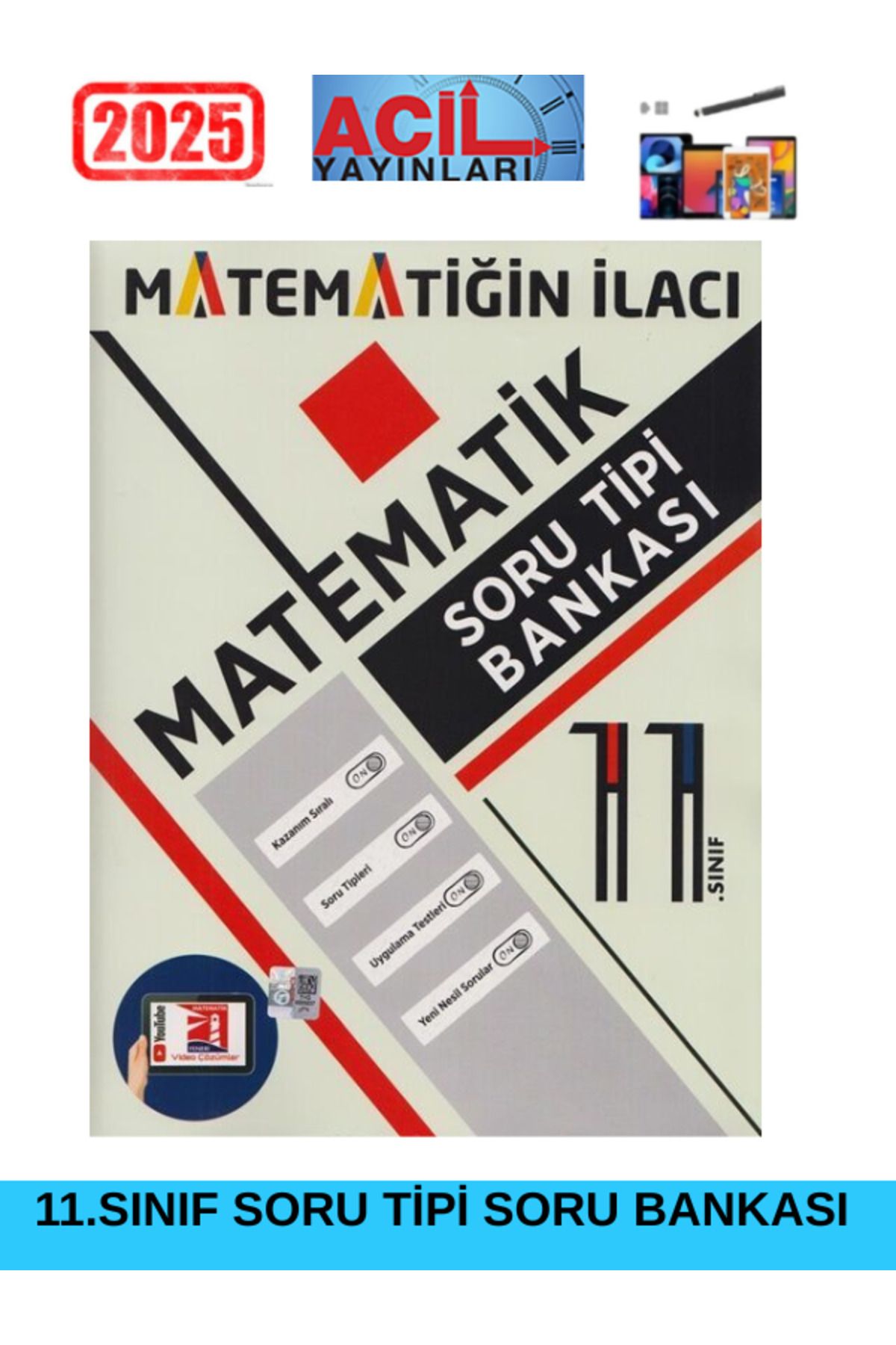 Acil Yayınları 11. Sınıf Acil Matematik Soru Tipi Bankası+Android Kalem