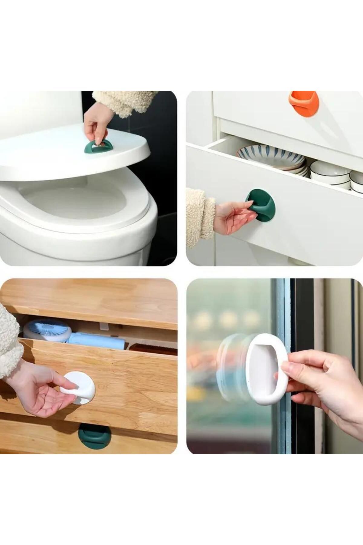 Pisicik-3Pcs Furniture Hardware Handle Handle Window Door Cabinet Door Handle Holder Handle Adhesive Handle Handle 7