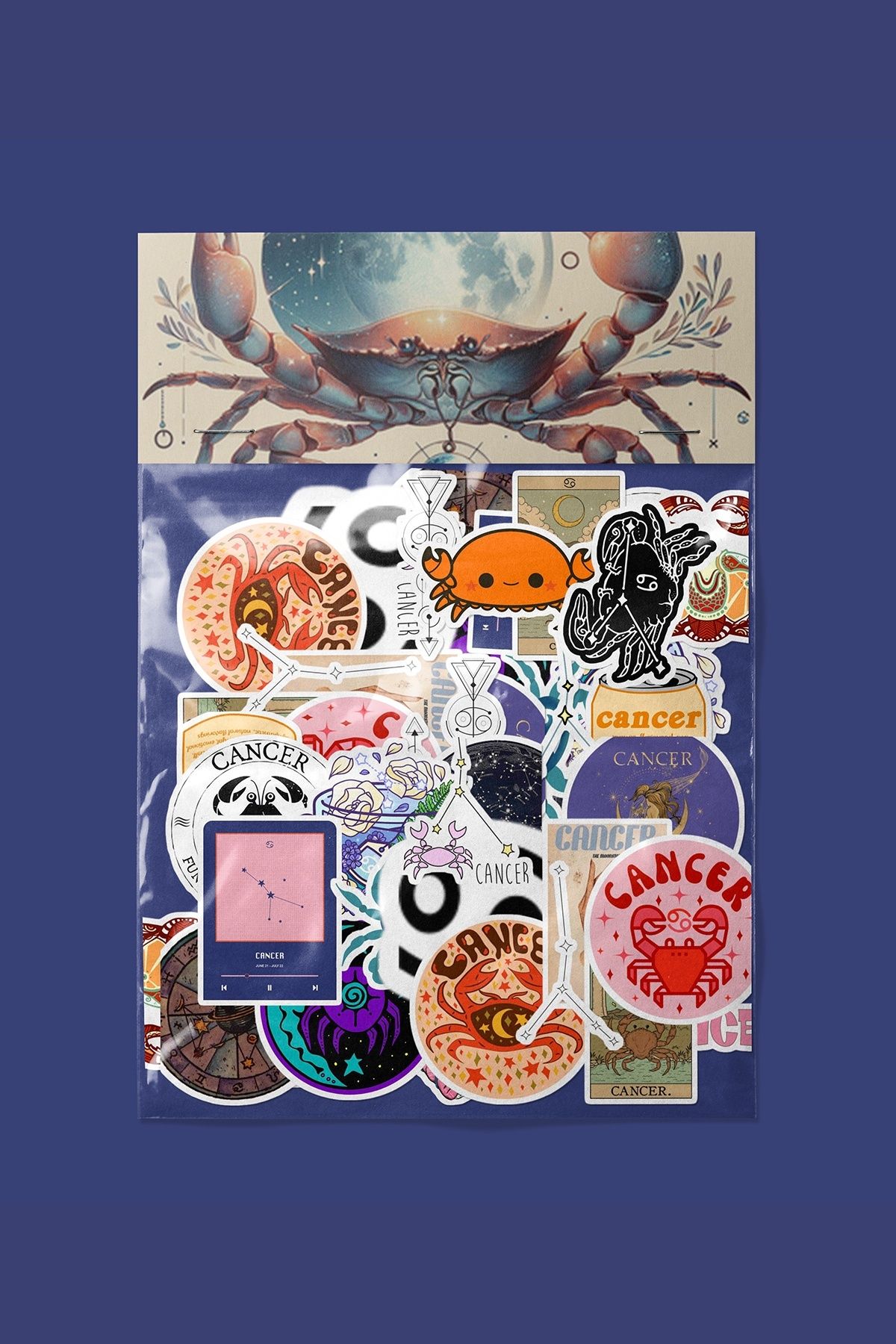 dadi ramba Yengeç Burcu Sticker paketi -Bullet Journal - Ajanda -Laptop Etiket Çıkartma