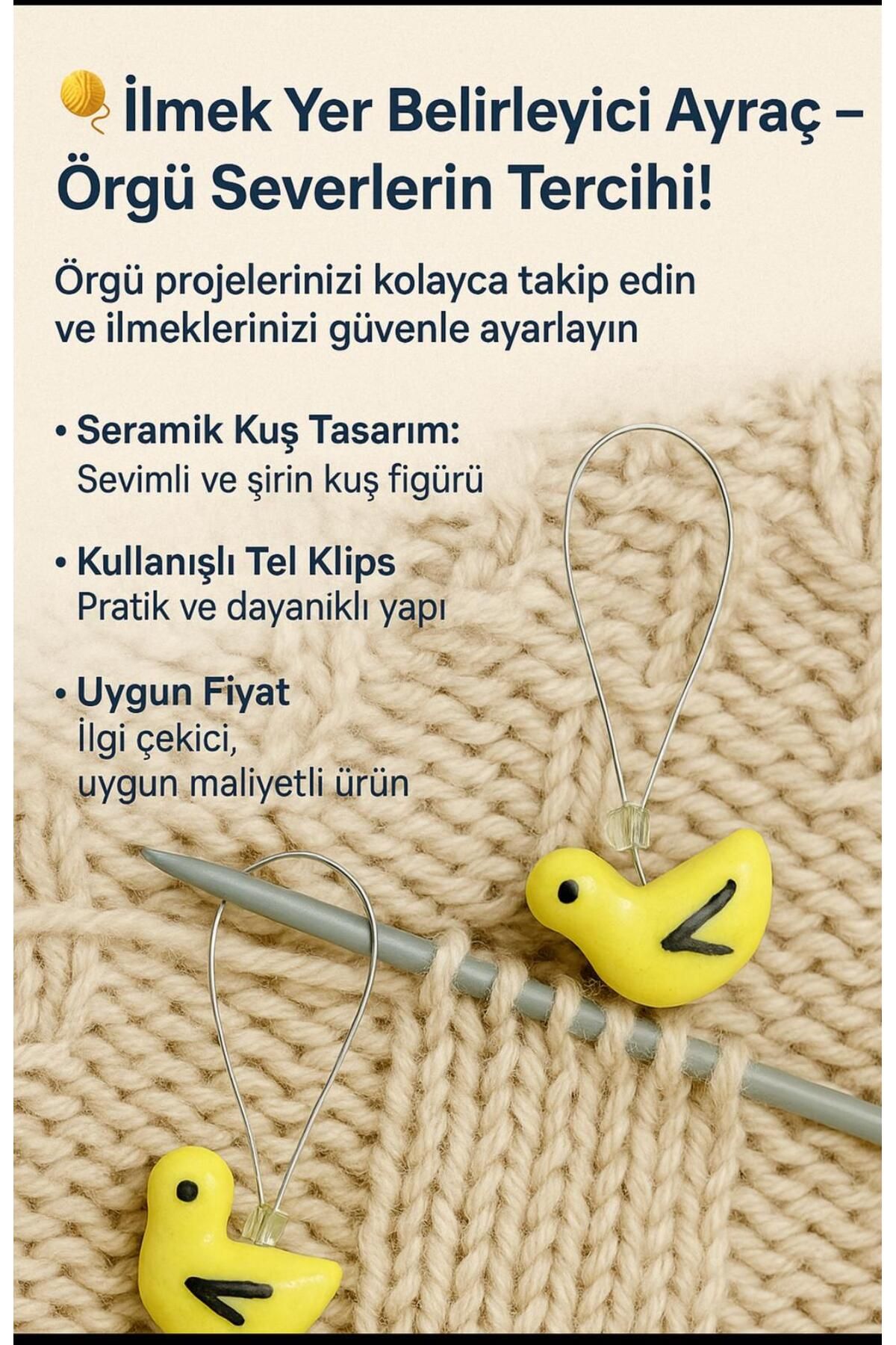 BALIM ÖRGÜ EVİ İlmek Yer Belirleyici Ayraç Porselen Kuş figur 2 adet