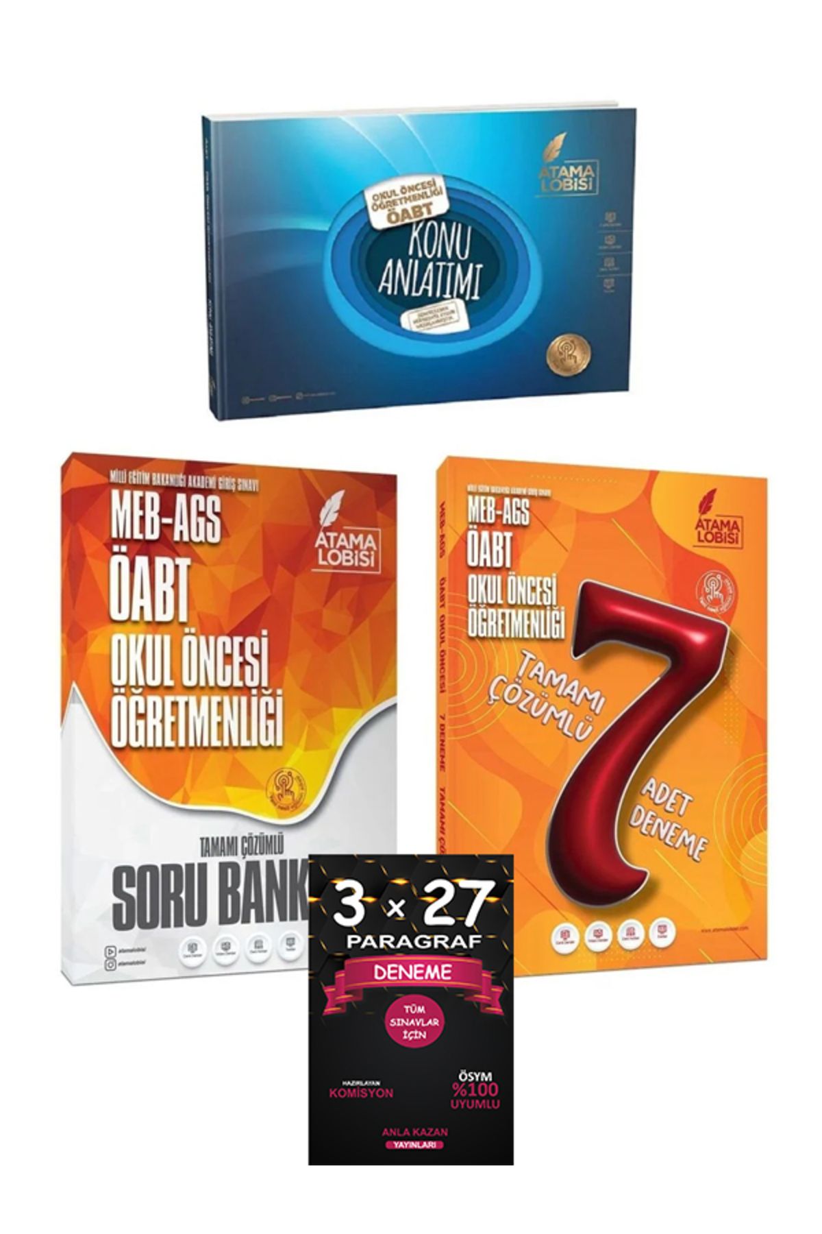 Atama Lobisi + Anla Kazan ÖABT MEB-AGS Okul Öncesi Öğretmenliği Konu + Soru + 7 Deneme 4 lü Set