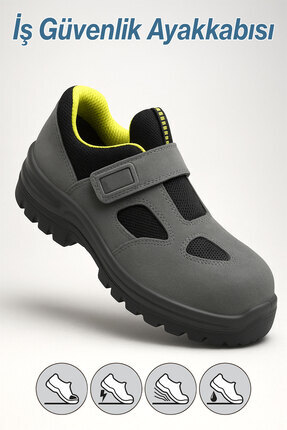 Badem10 İş Ayakkabısı S1 Cırtlı Çelik Burunlu Süet İnşaat Güvenlik Ayakkabısı...