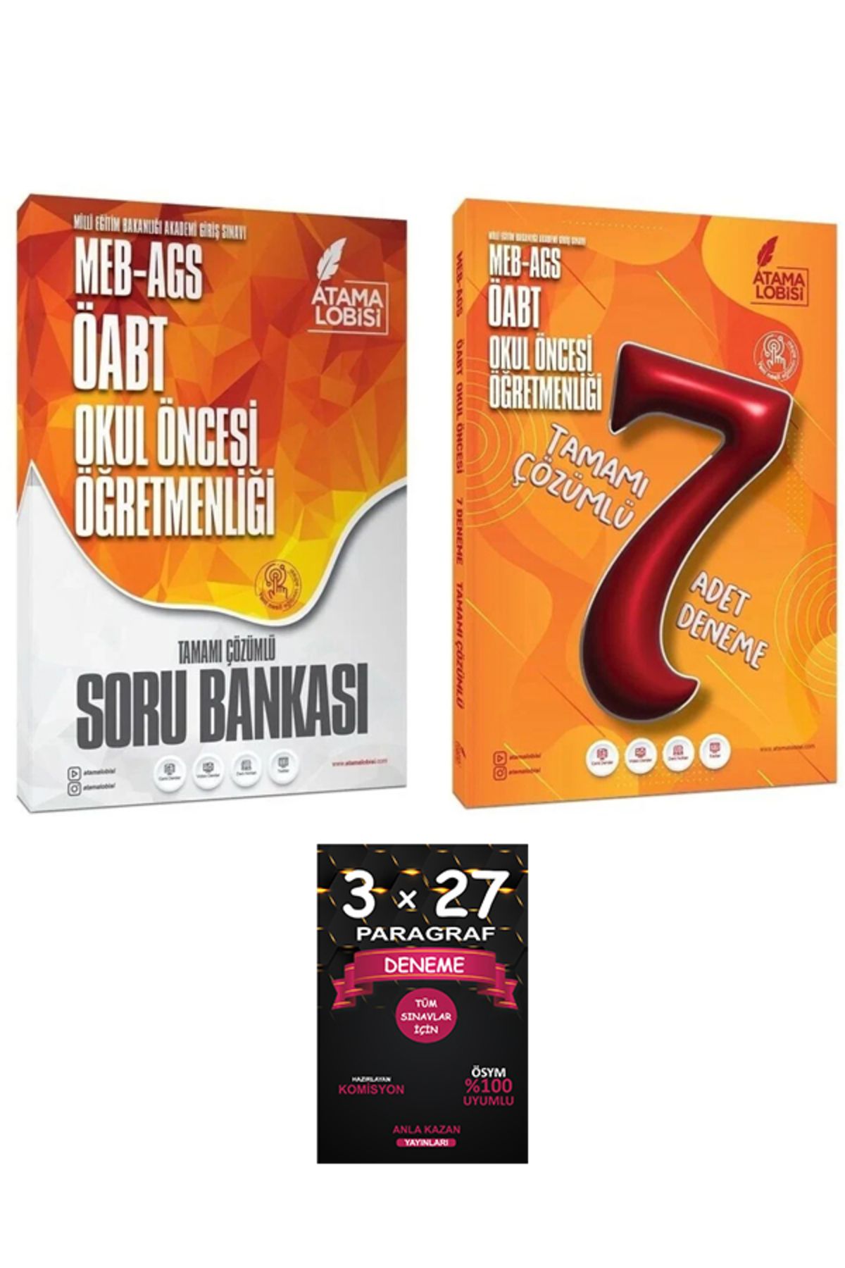 Atama Lobisi + Anla Kazan ÖABT MEB-AGS Okul Öncesi Öğretmenliği Soru Bankası + 7 Deneme 3 lü Set