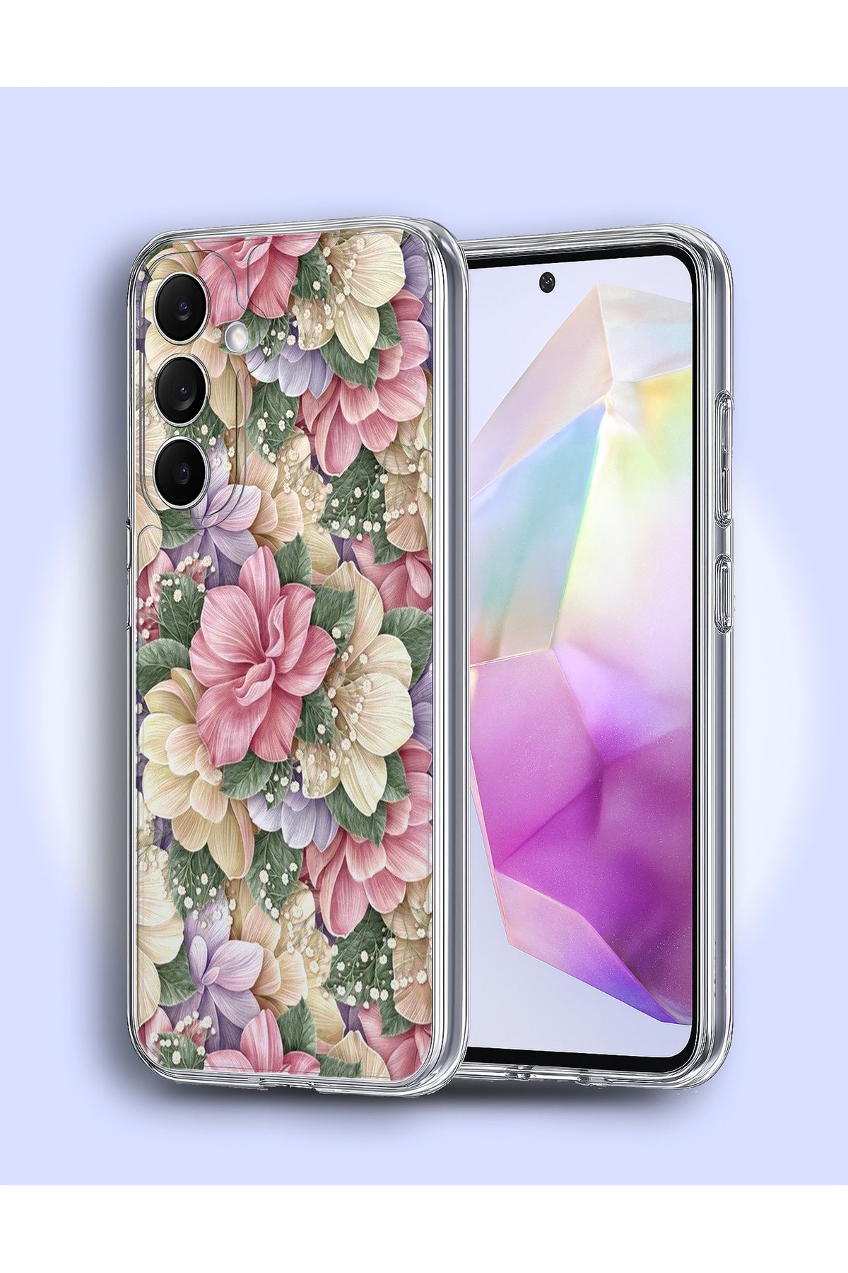 Caseji Samsung Galaxy A55 Uyumlu Köşe Korumalı Şeffaf Baskılı Kılıf