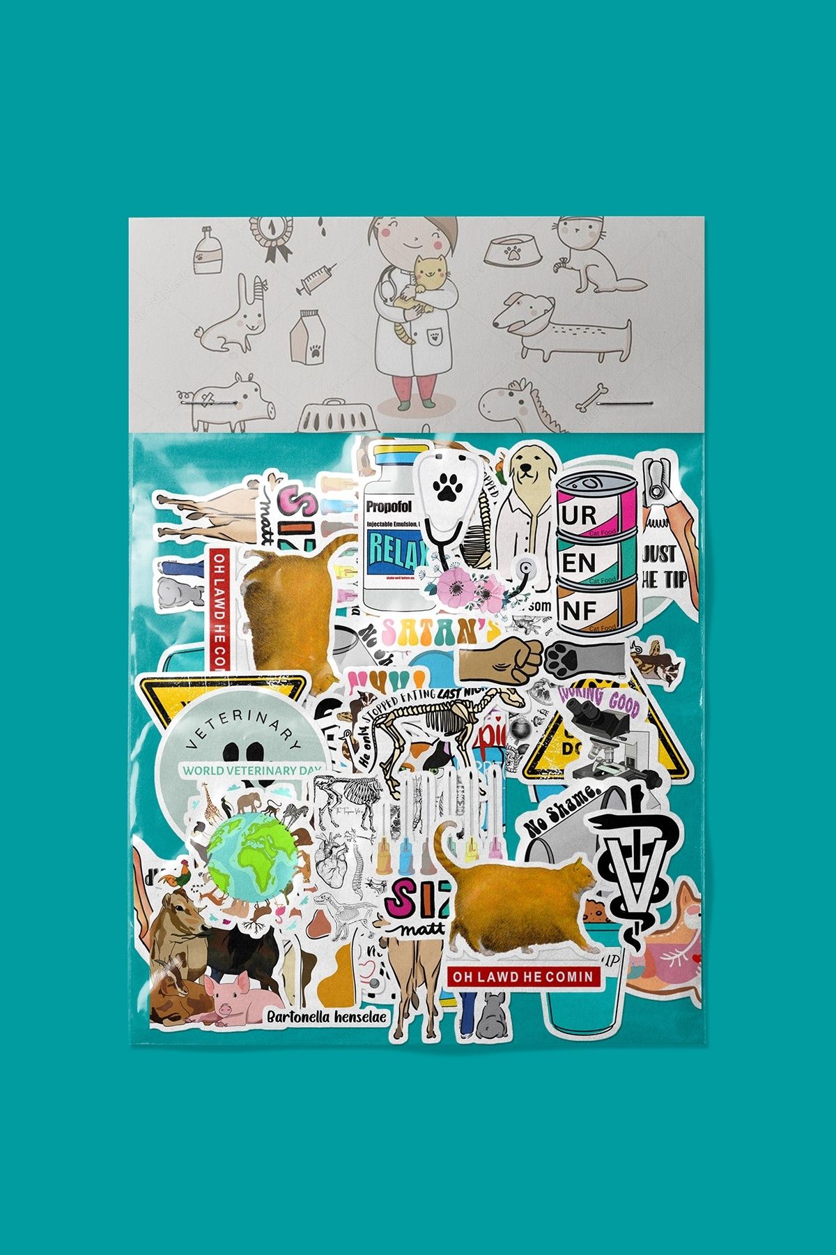 dadi ramba Veteriner Sticker paketi -Bullet Journal - Ajanda -Laptop Etiket Çıkartma