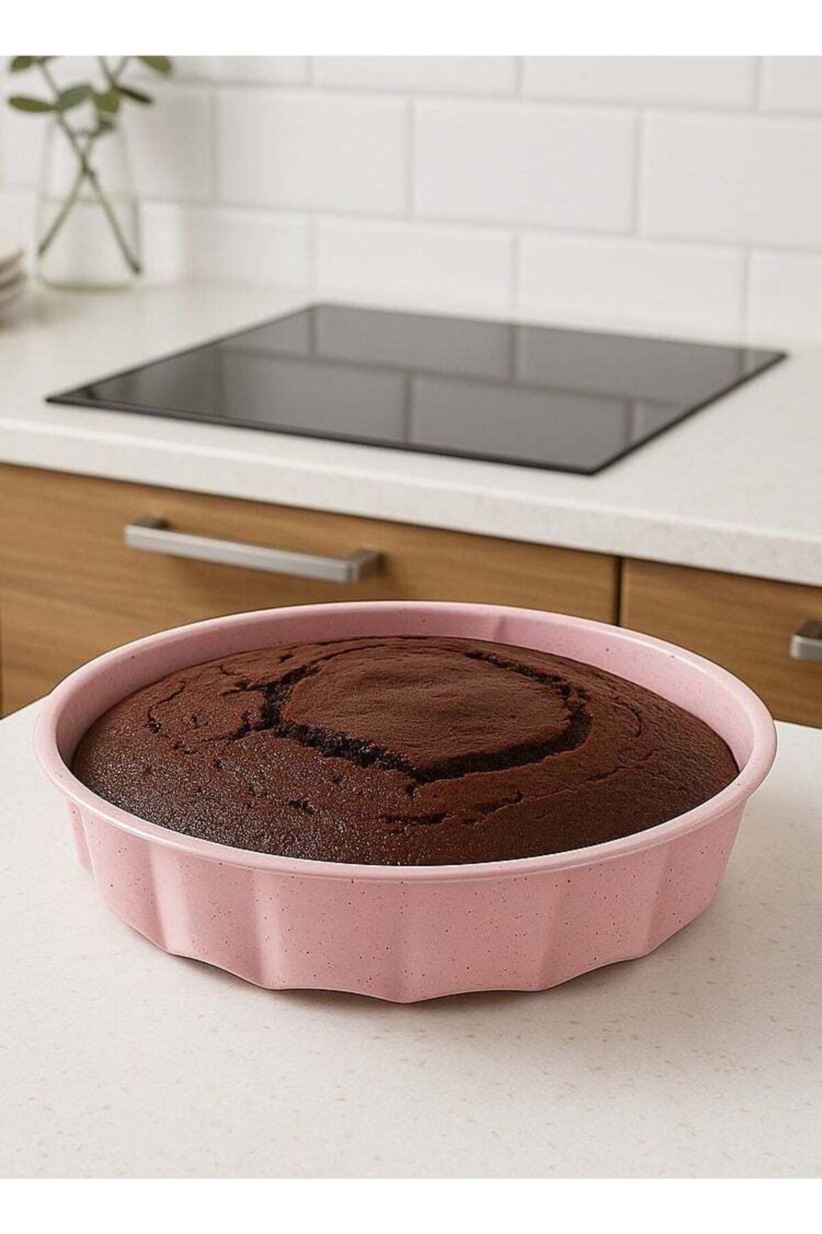 قالب كيك دائري جرانيت غير لاصق – لون وردي لتجهيز ا...