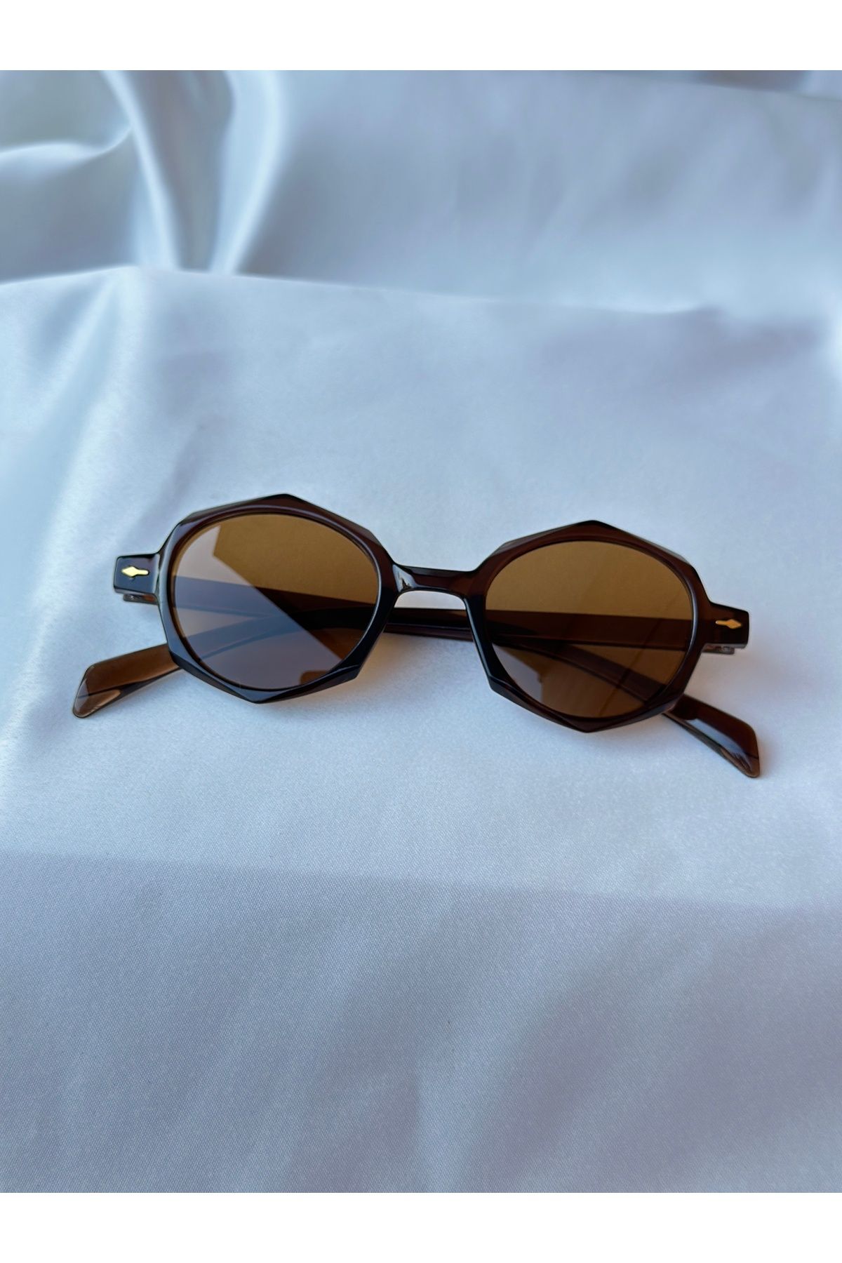 voi winkel Unisex Kahverengi Oval Güneş Gözlüğü