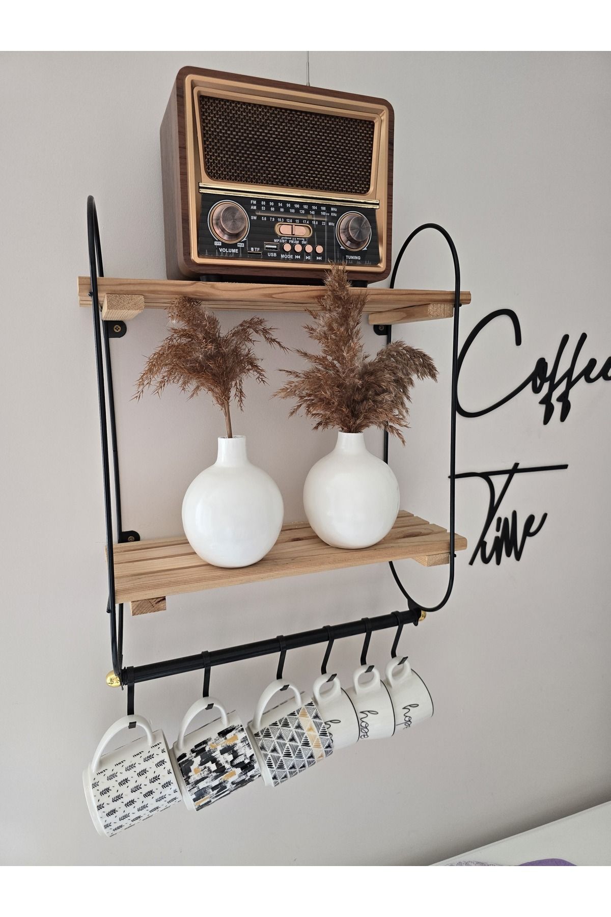 Wotrart 2'Li Dekoratif Beyaz Lake Boyalı Ahşap Vazo – Minimalist Modern Ev Aksesuarı - Yükseklik 13cm