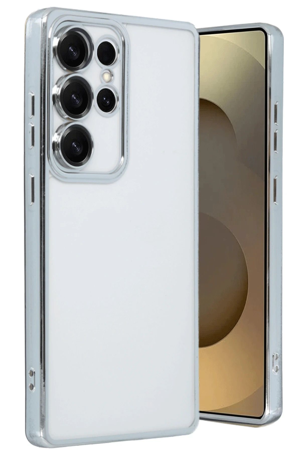NewFace Samsung Galaxy S25 Ultra Kılıf Lensli Silikon - Gümüş MRAYD