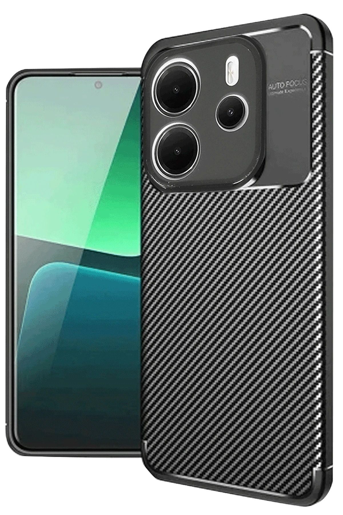 NewFace Xiaomi Redmi Note 14 4G Kılıf Auto Focus Karbon Kapak - Siyah MRAYD