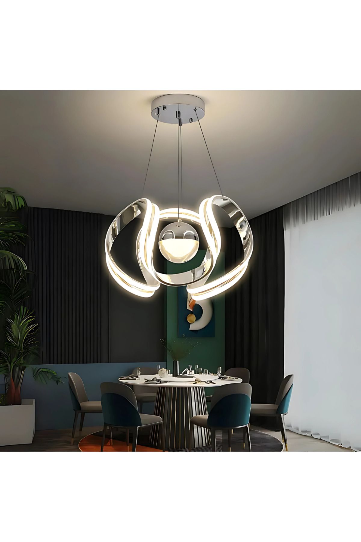 Elektroyou Legna Krom Kaplama 3 Renk Ledli Modern Özel Tasarım Sarkıt Led Avize