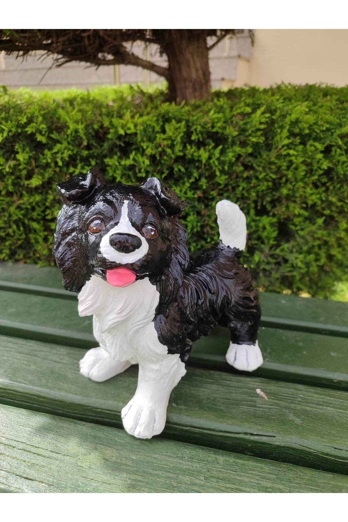 BilgeCe hoMe Akıllı köpek heykeli, sevimli köpek heykeli, siyah beyaz köpek heykeli