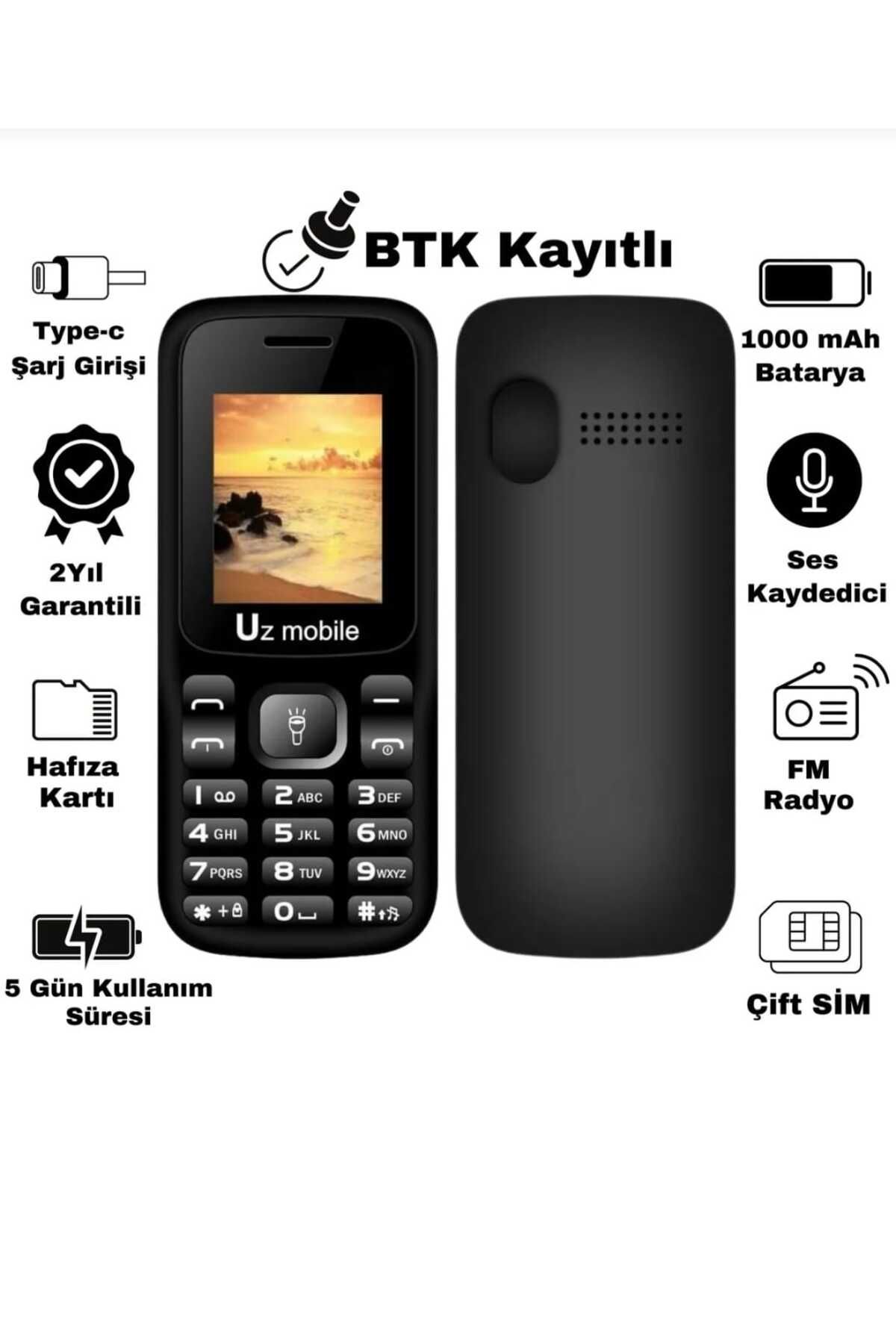 UZ UzMobile - Tuşlu Cep Telefonu (Türkiye Garantili)