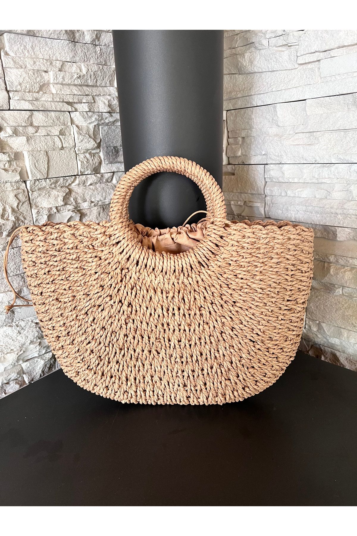Handmade Kadın Kleopatra Çanta Hasır Büyük boy