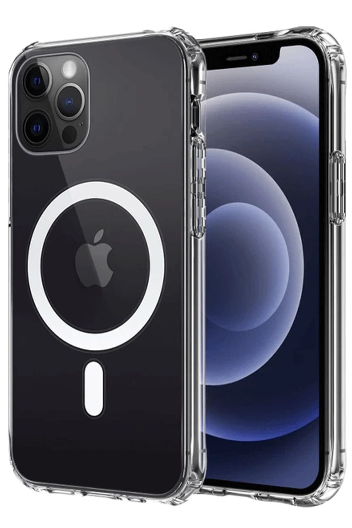 NewFace iPhone 12 Uyumlu  Kılıf Magneticsafe Şeffaf Silikon - Şeffaf MRAYD