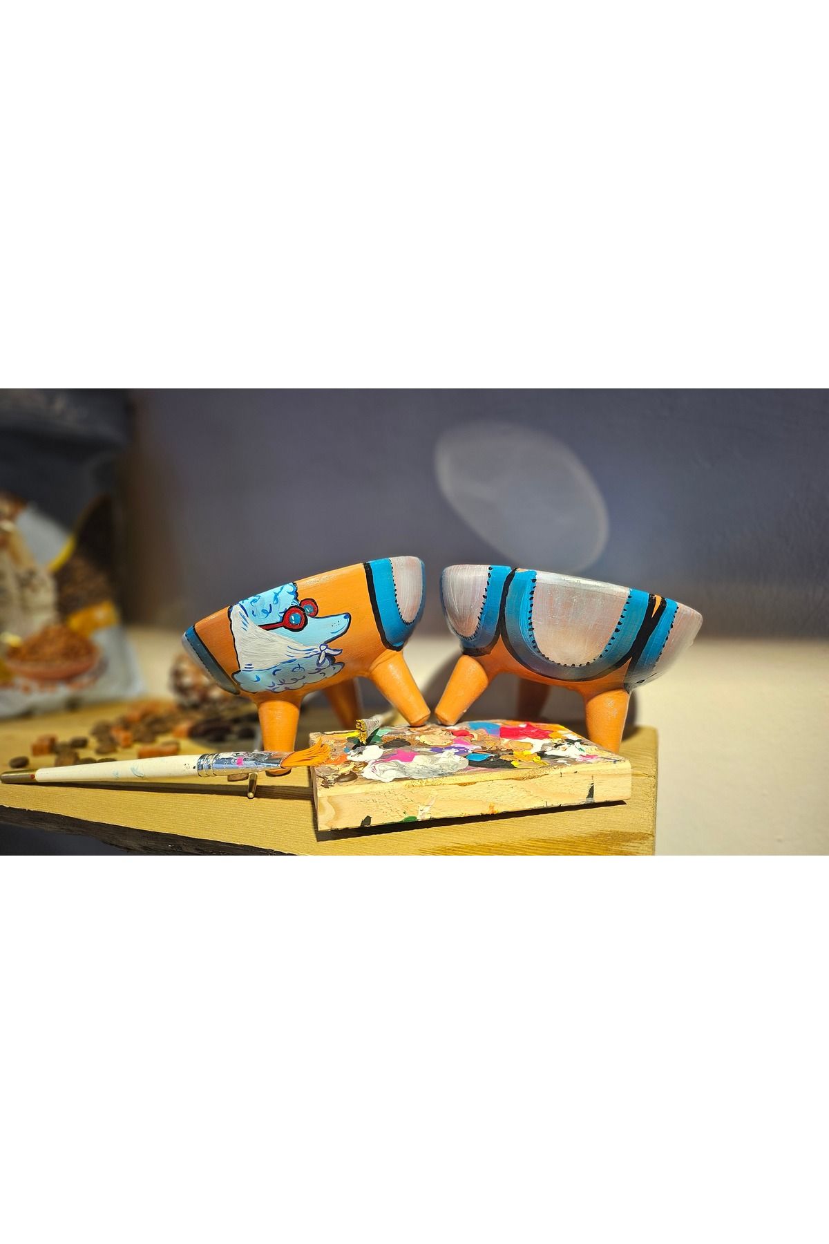 Lena Petshop El Yapımı Seramik Mama ve Su Kabı 2'li