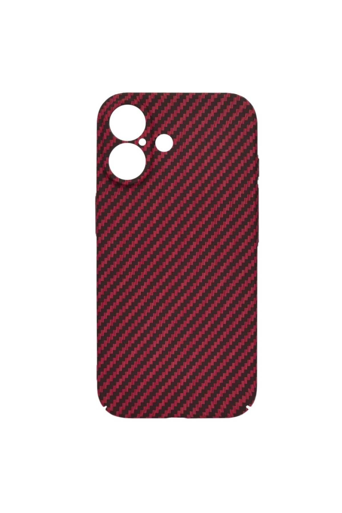SKYDDAR INNOVATION-Case for iPhone 16, carbon texture, Carbonite FiberShell, Red, sticker set 5