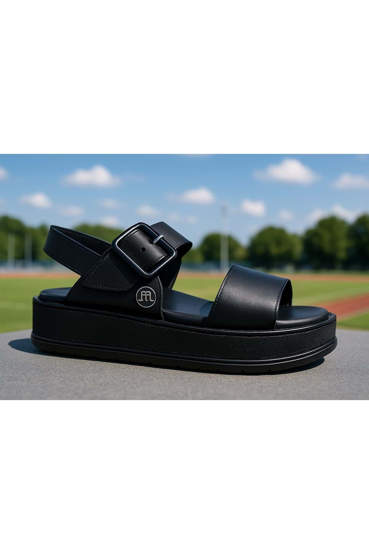 Mammamia Kadın Deri Comfort Sandalet D25YS-2375 - Siyah - 37
