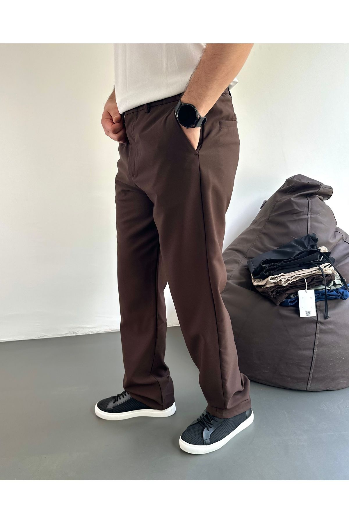 tiggirmoda Erkek Rahat Kalıp Baggy Beli Lastikli Pantolon