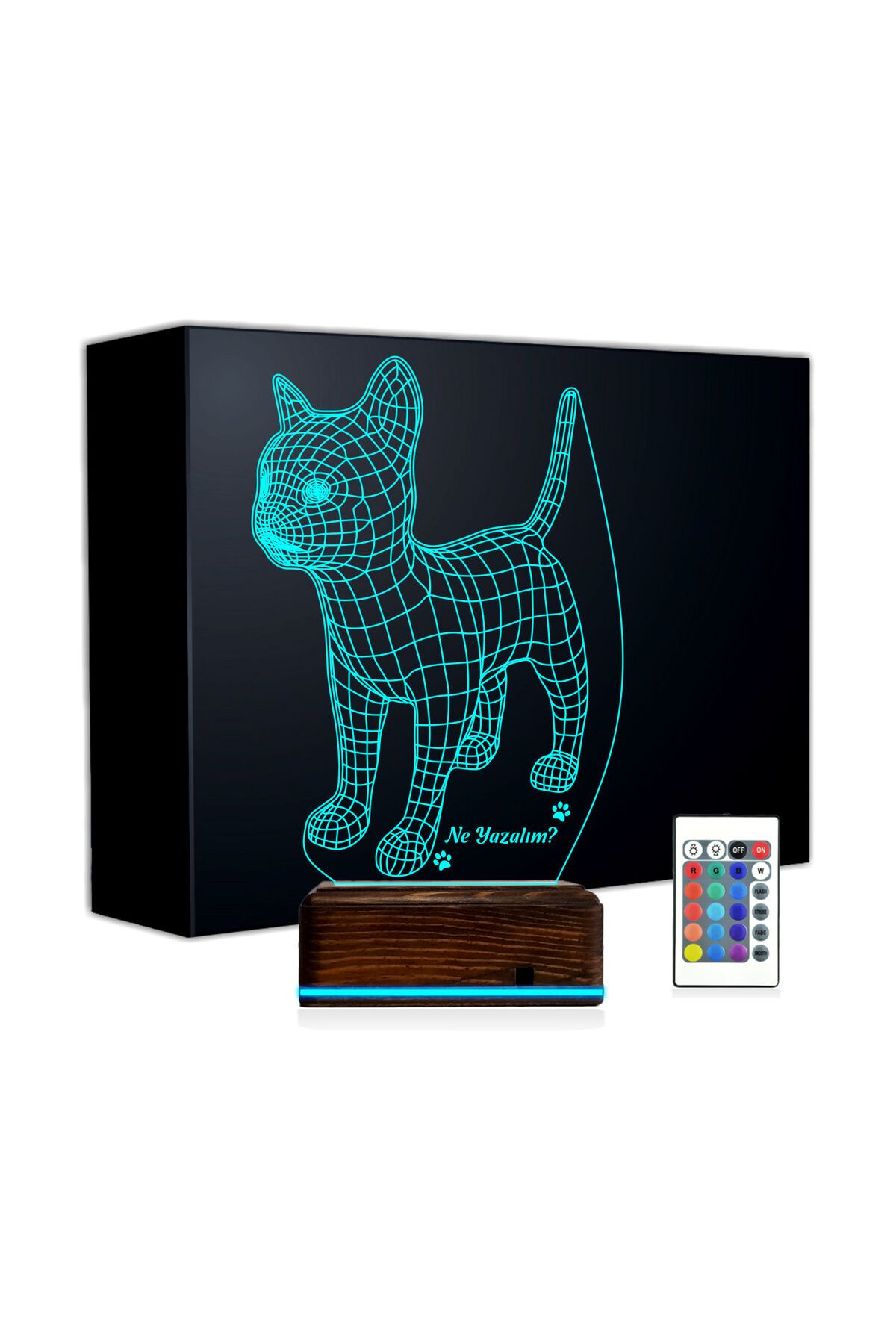 Kirppi 3d Lamba Kedi Tasarım Kişiye Özel Masa Gece Lambası
